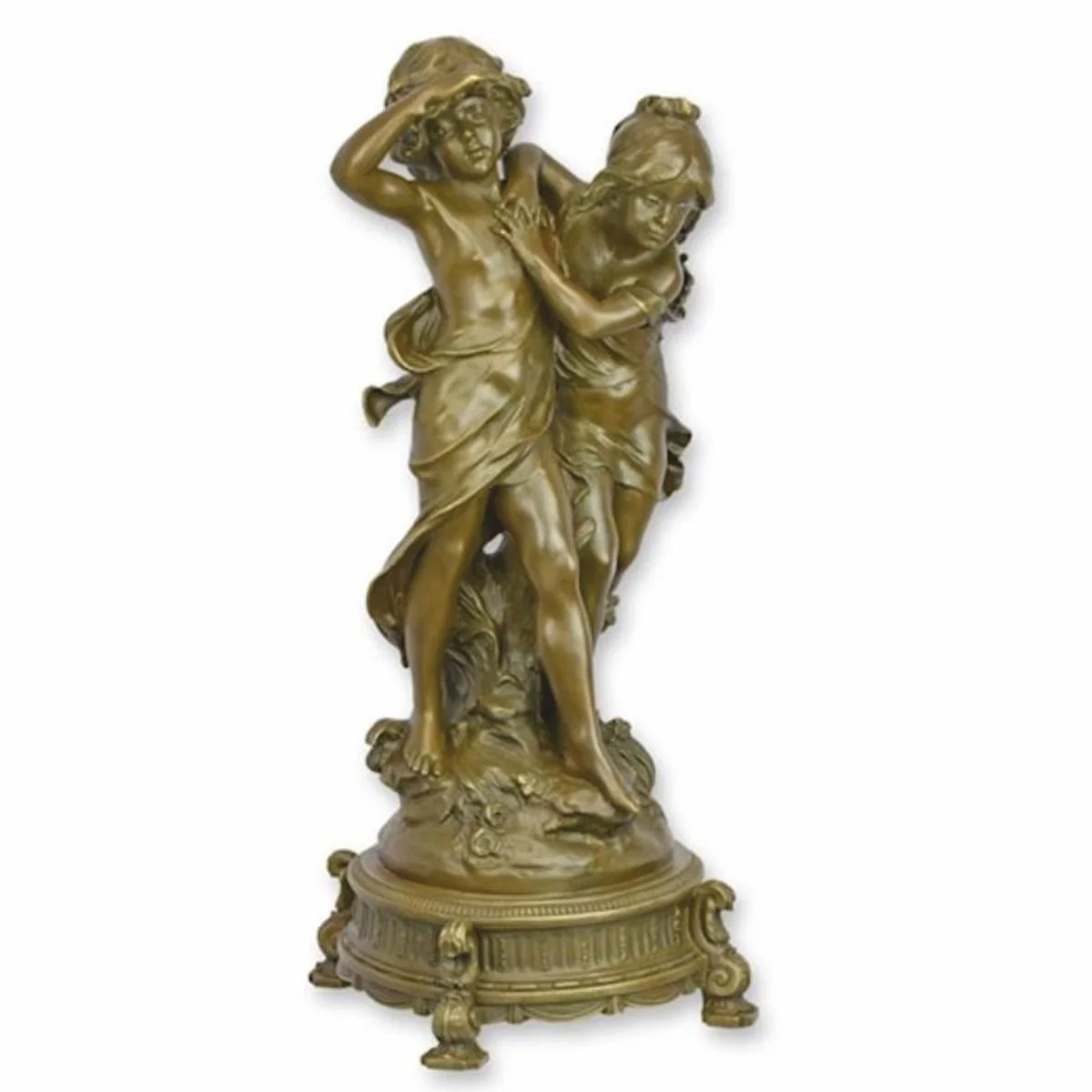Art Nouveau bronze decorative figure boy and girl H. 58 cm