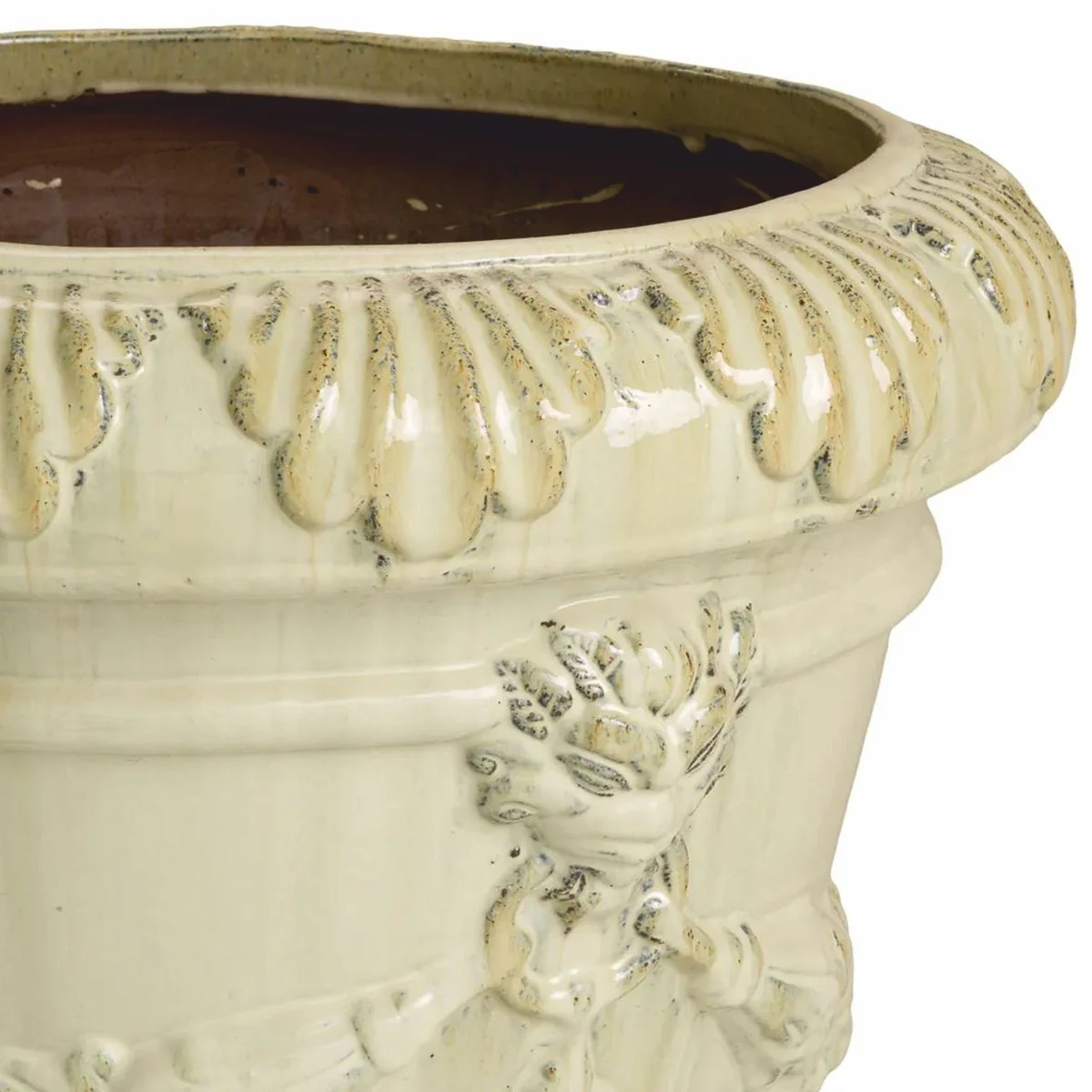 Luxury baroque ceramic flower pot antique sand color Ø 60 x H. 56 cm - garden decoration