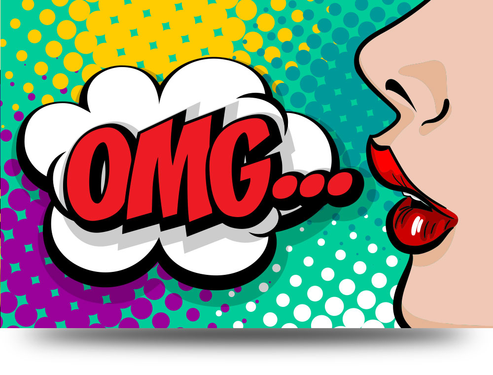 Canvas schilderij popart cartoon bubbles 150 x 100 cm