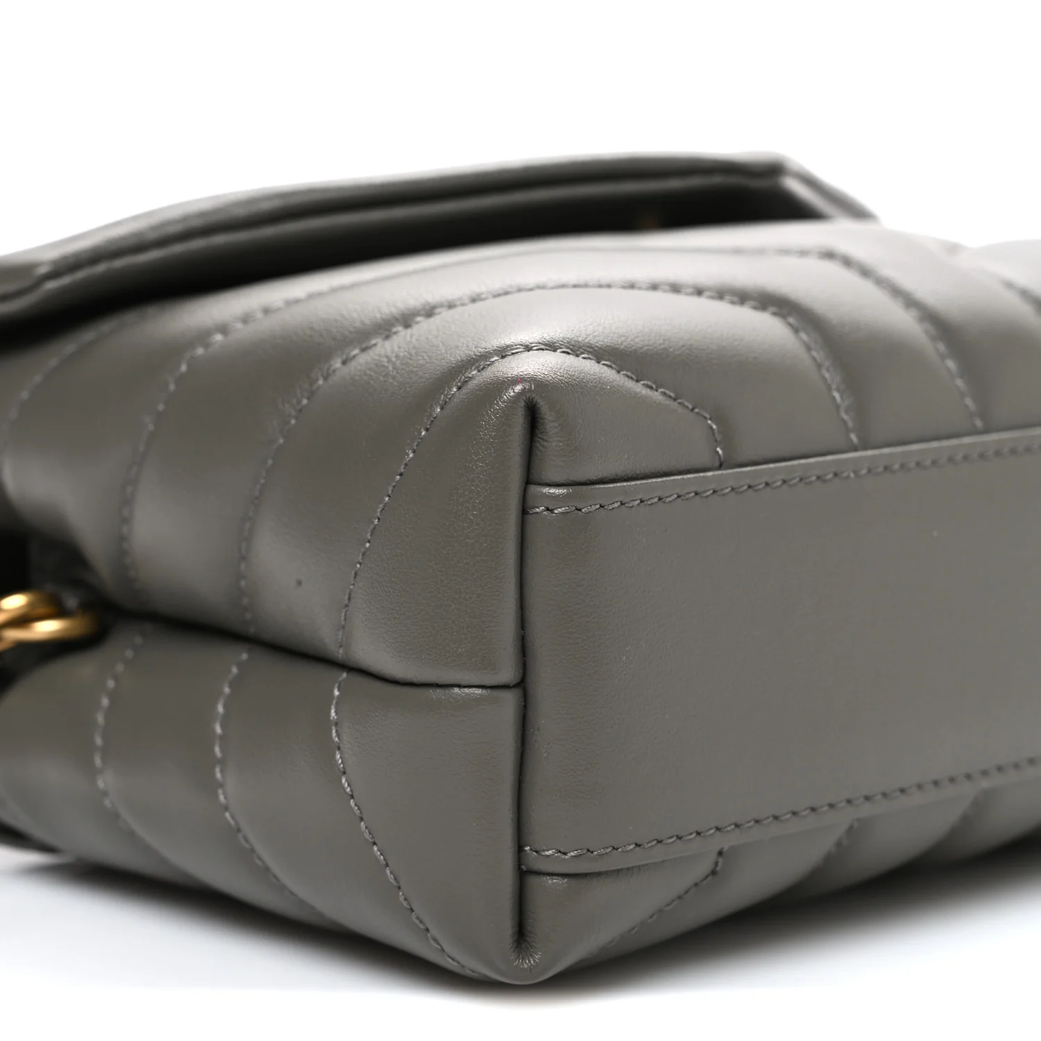 Calfskin Y Quilted Monogram Toy Loulou Crossbody Bag Grey Kaki - Top Club