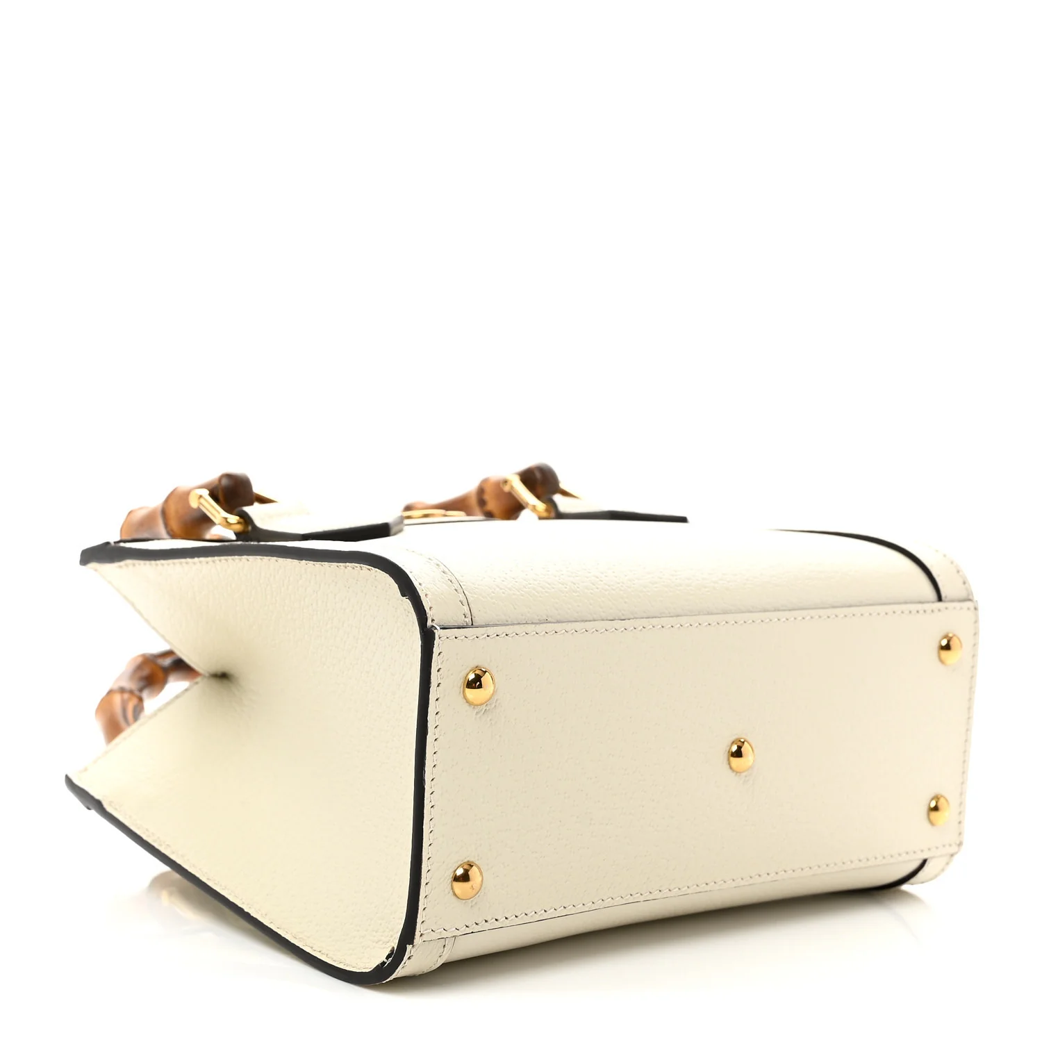 Textured Calfskin Web Mini Diana Tote Bag Mystic White - Top Club