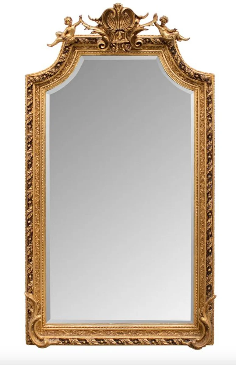 Baroque mirror gold with angel figures 100 x H. 175 cm - antique style furniture wall mirror
