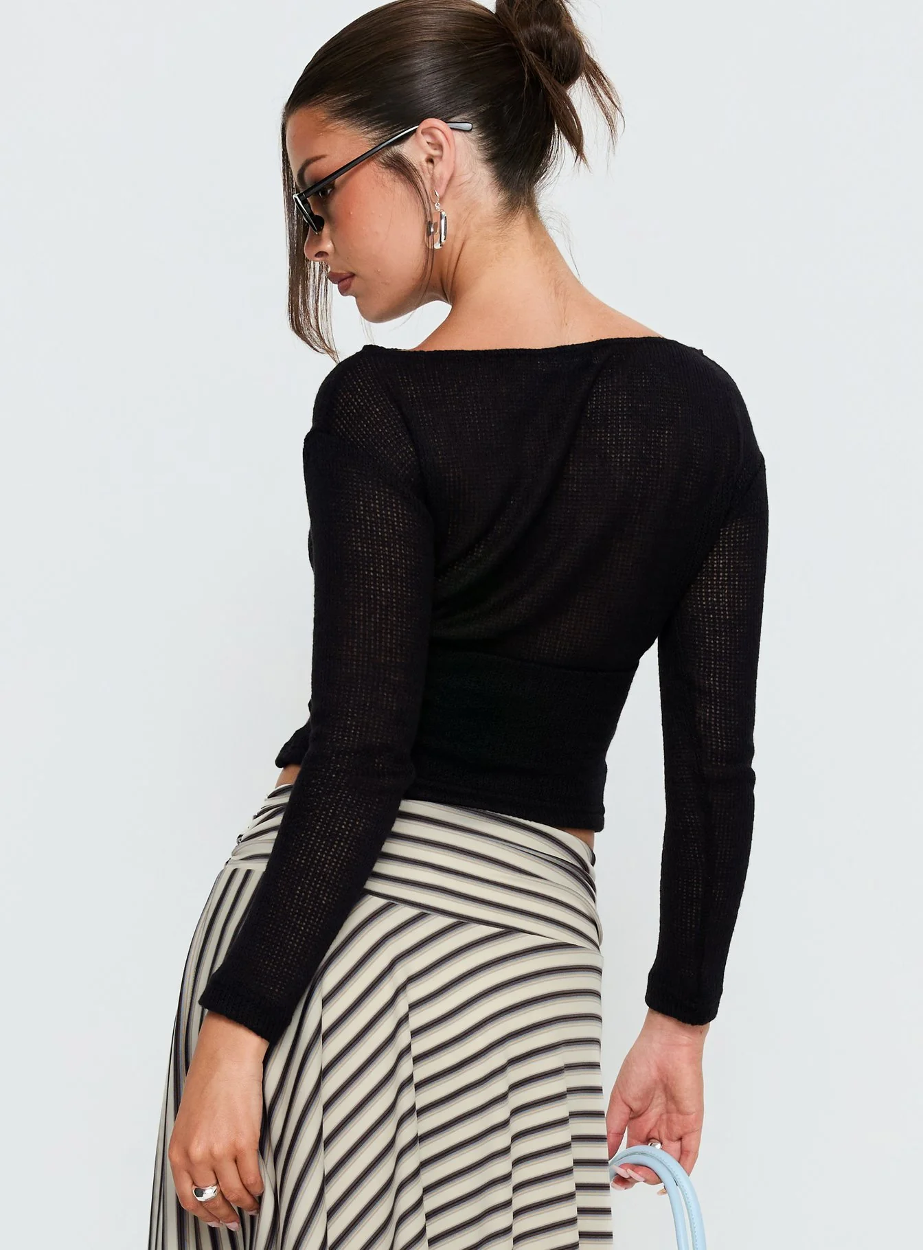 Eladia Cinched Long Sleeve Top Black