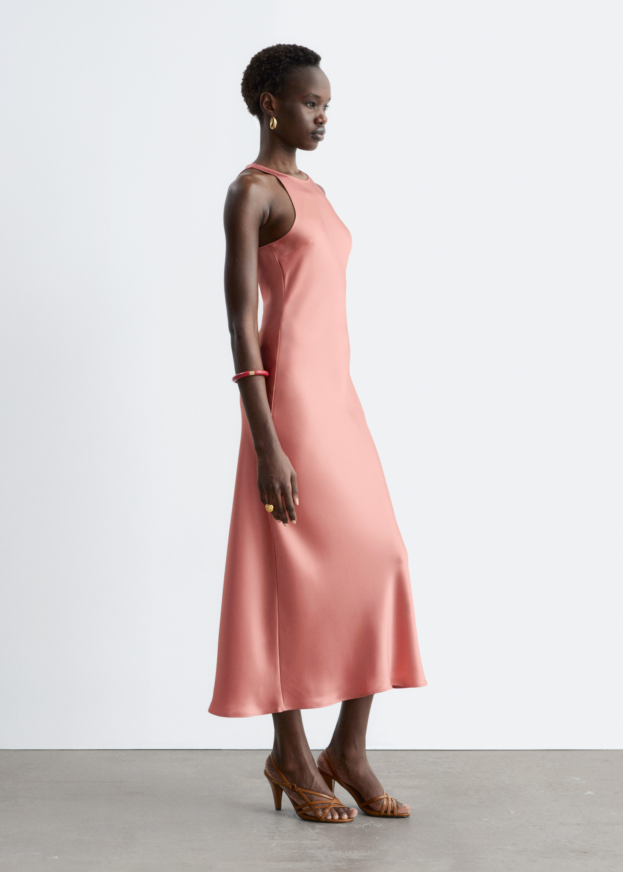 & Other Stories SLEEVELESS SATIN MIDI DRESS