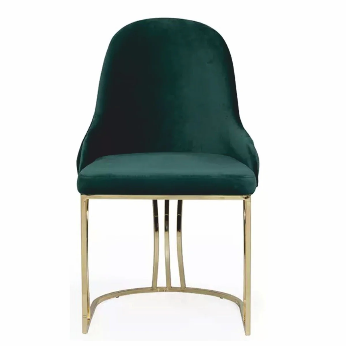 Luxury Chesterfield Velvet Dining Chair with Armrests Green / Gold - Dining Room Furniture