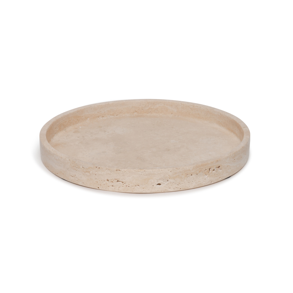 Travertine dienblad rond met rand Ø30cm