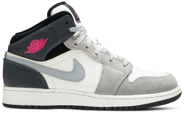 Air Jordan 1 Mid  White Grey Hyper Pink  555112-117 - Sneaker Replica Workshop