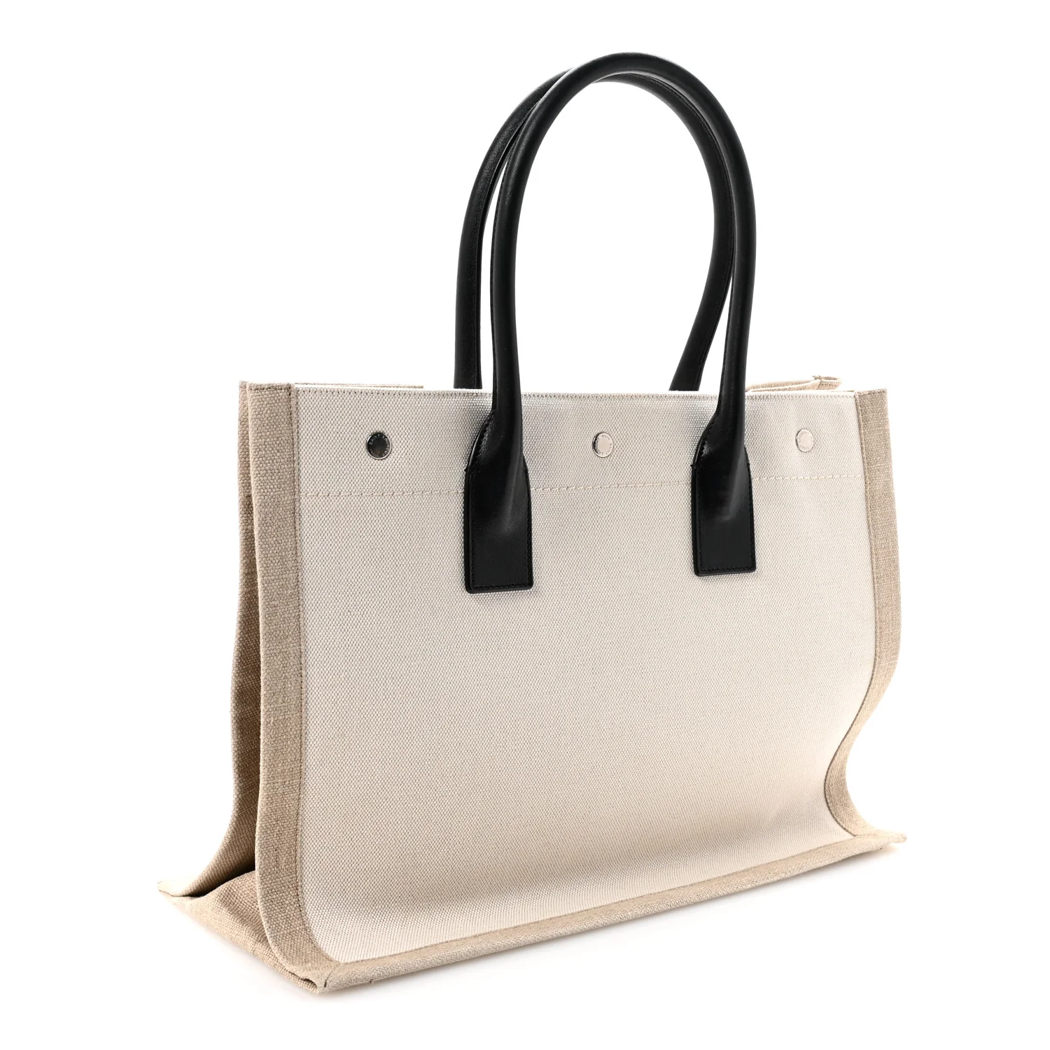Linen Calfskin Small Rive Gauche Tote Greggio Natural - Top Club