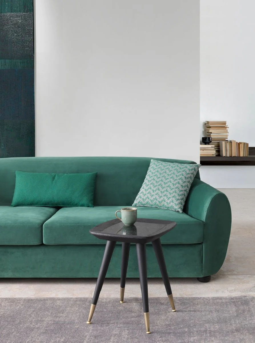Luxury side table black / green / antique brass 45 x 45 x H. 53 cm - Square table with marble top - Living room furniture - Hotel furniture - Luxury furniture
