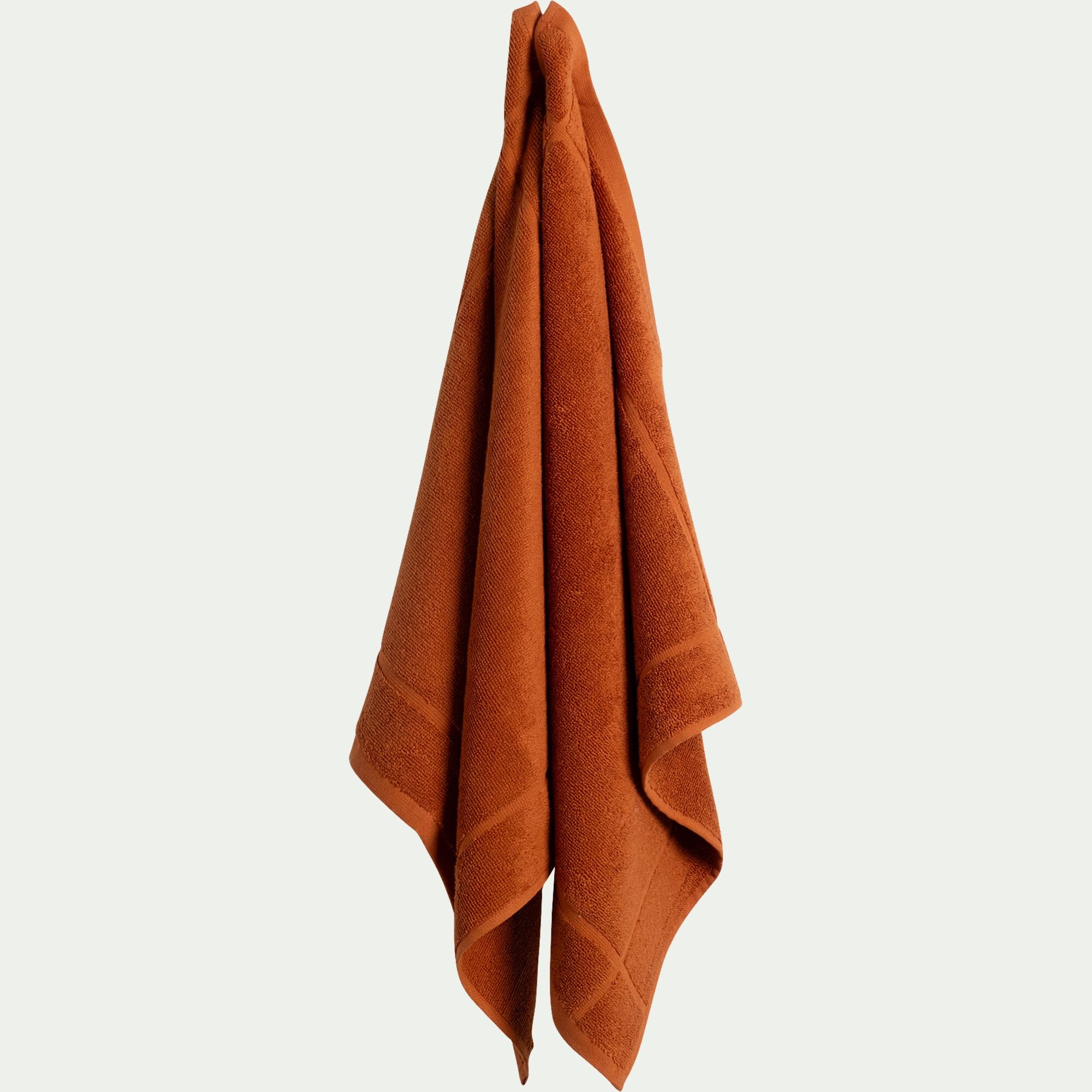 PANISSE - Lot de 2 torchons en coton éponge 50x50cm - orange terracotta