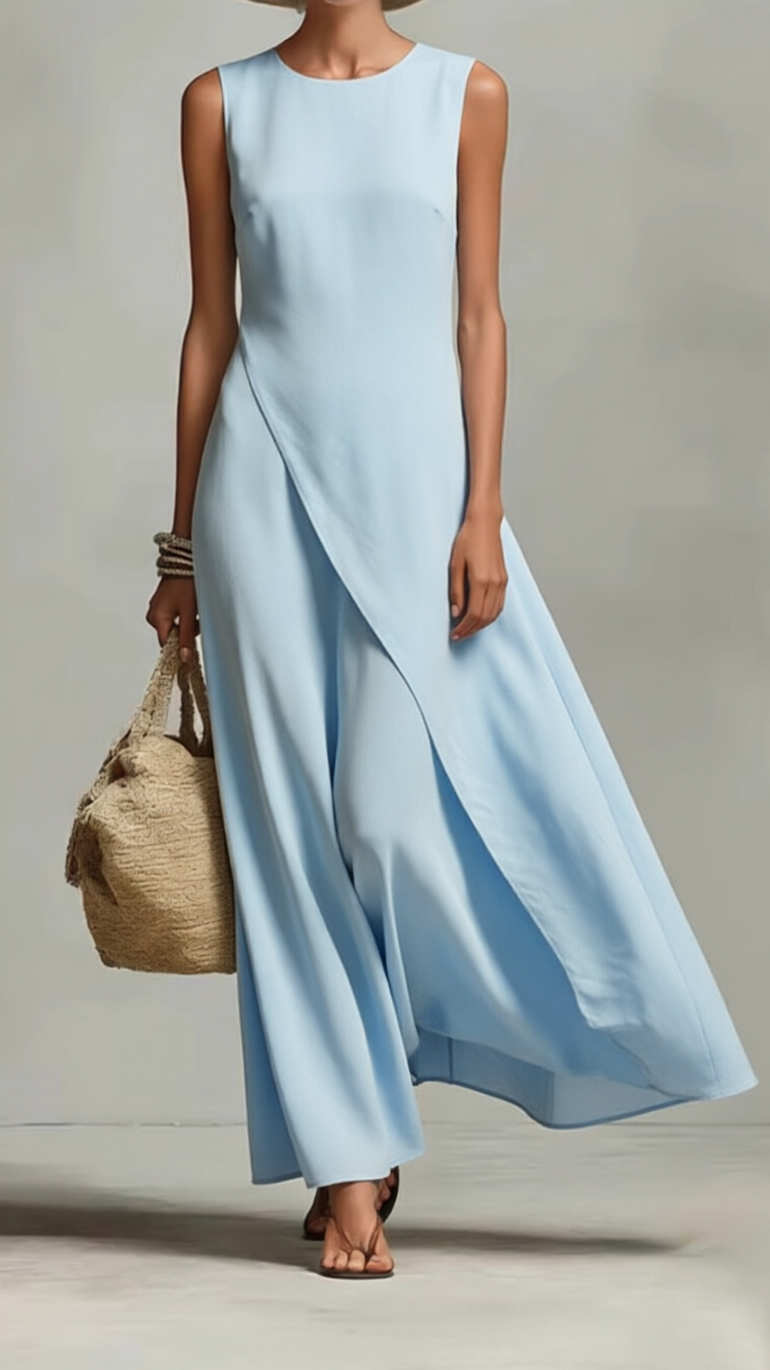 Sleeveless asymmetrical hem cotton-linen blend dress - Nordfashionstorm - Women's Clothing, Fashion for You - Nordfashionstorm.com