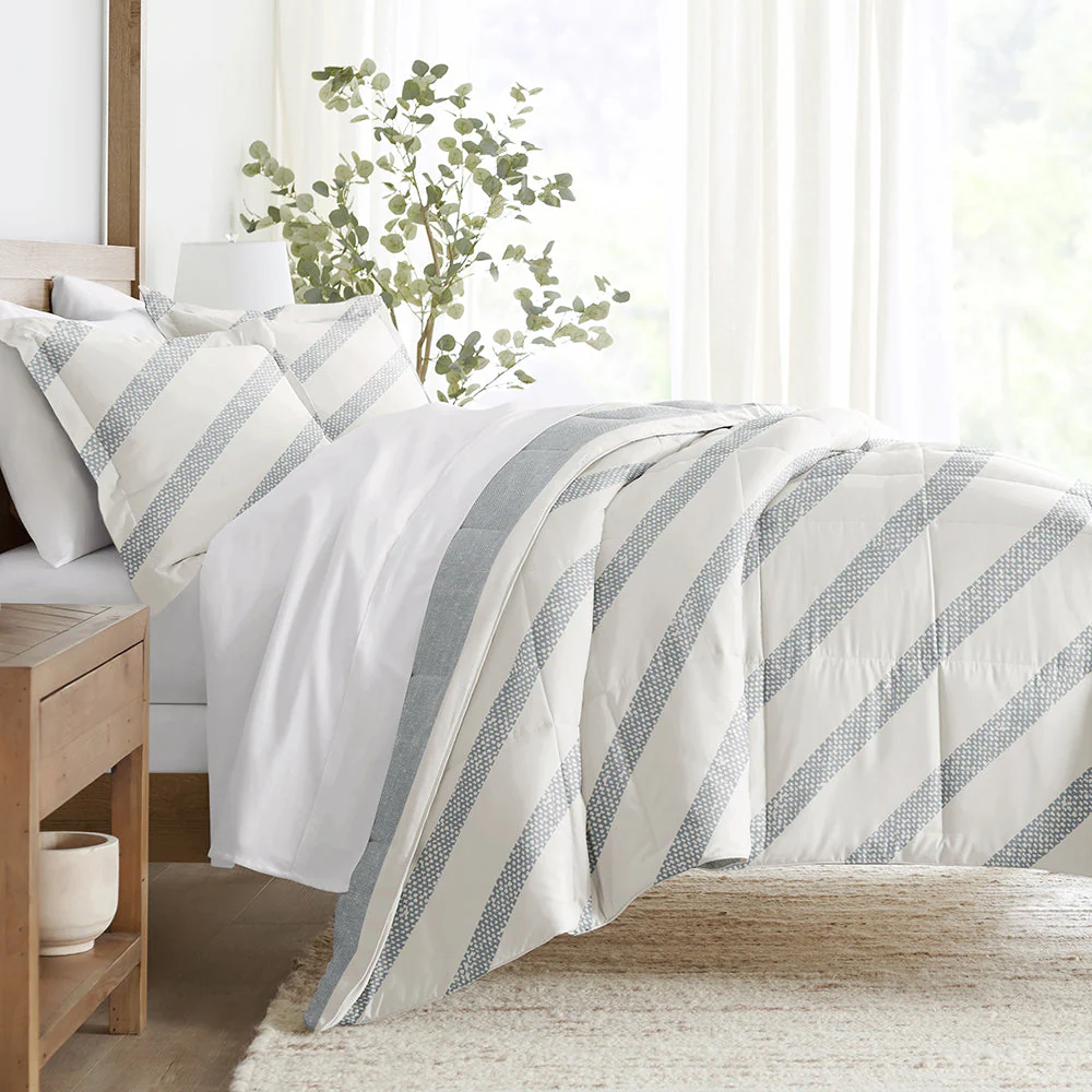 Distressed Stripe Reversible Down-Alternative Comforter Set (Sale)