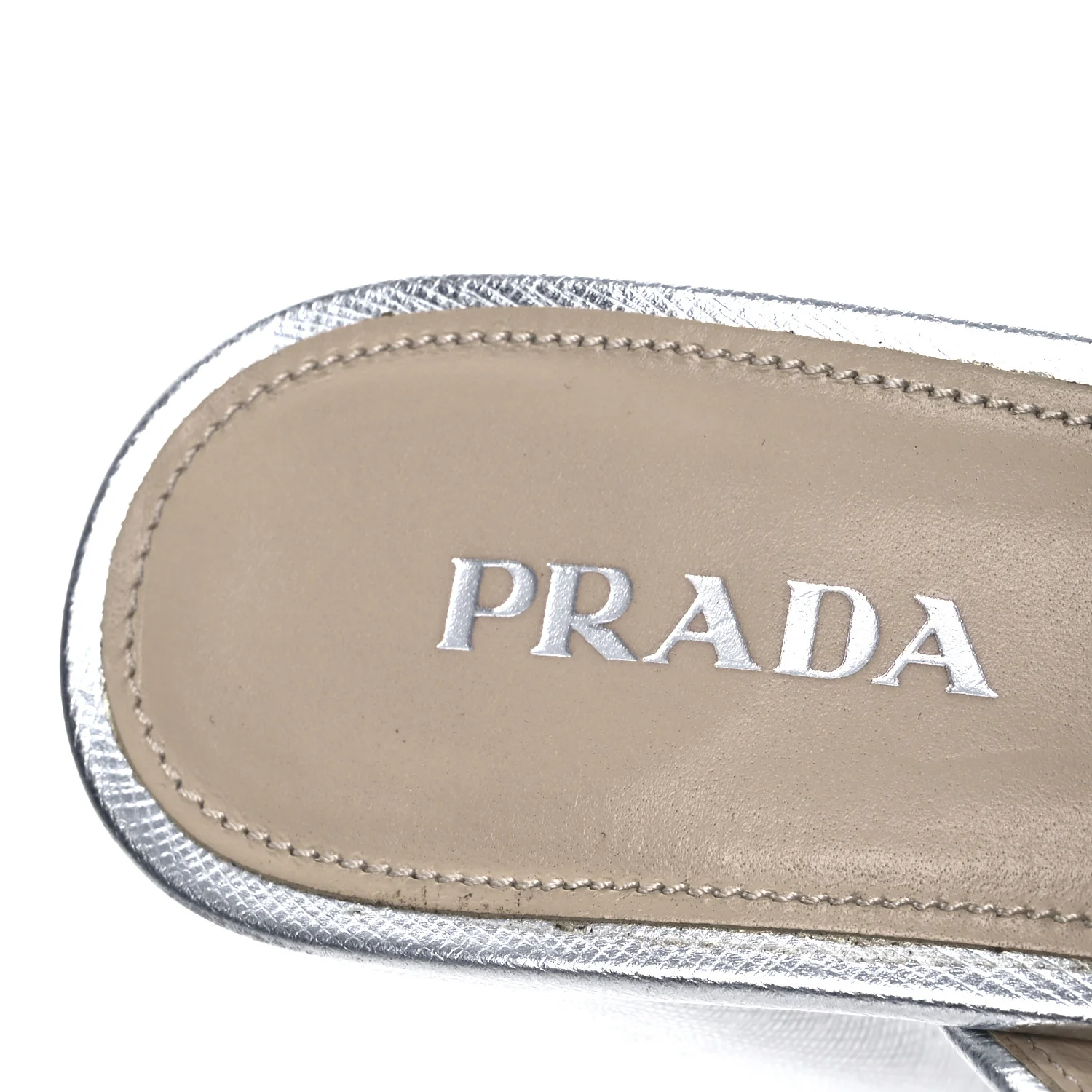 Metallic Saffiano Crisscross Platform Sandals 41 Silver - Top Club