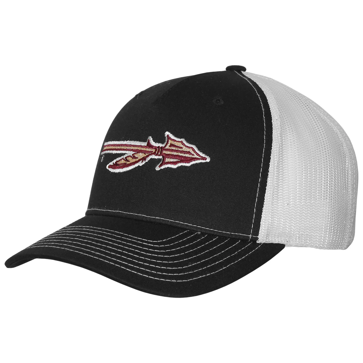 Richardson Headwear Spear Logo Adjustable 5-panel Trucker Cap - Black/White - MoB Apparel