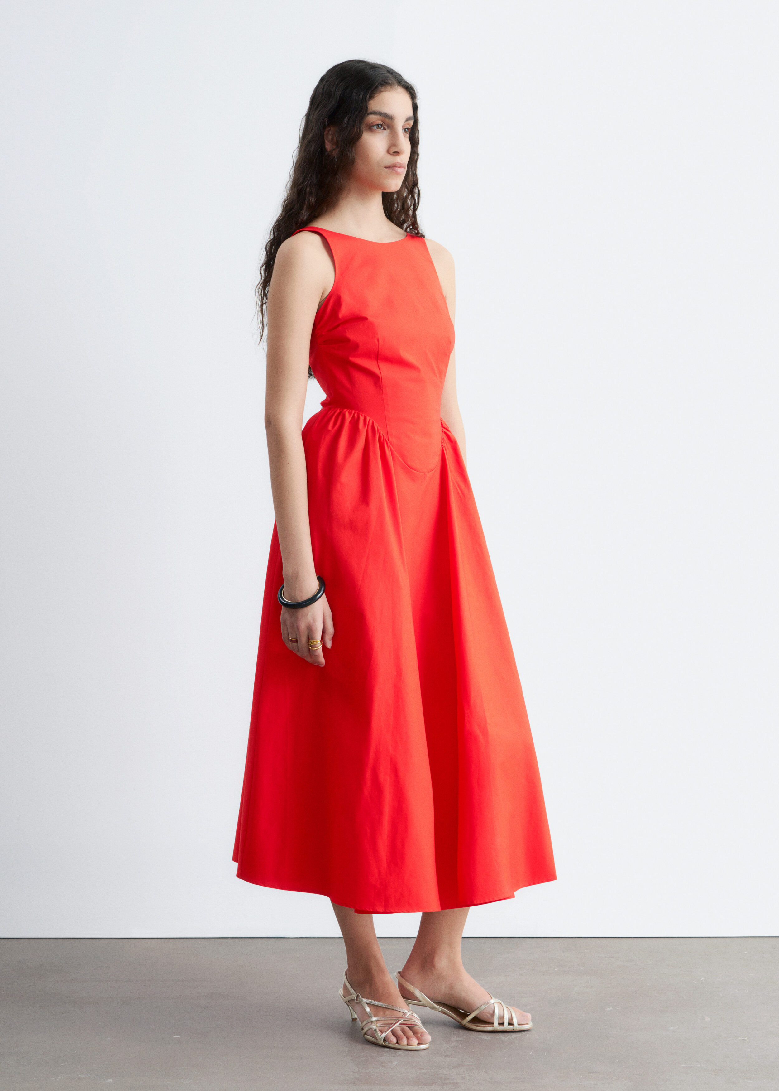 & Other Stories TIE-BACK MIDI DRESS