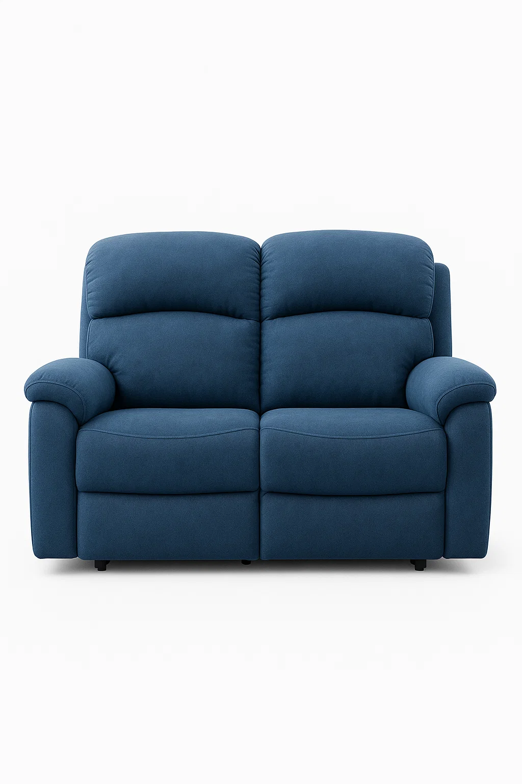 Sofá - 2 plazas reclinable en tejido azul con acolchado extra confort