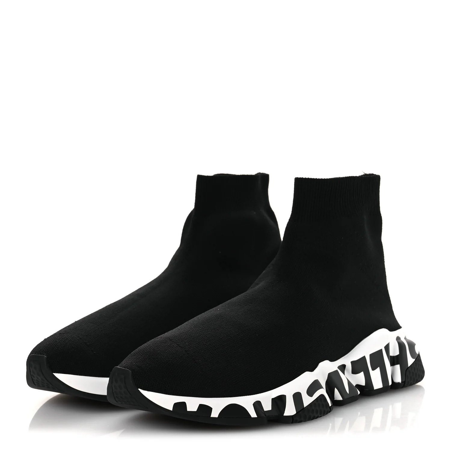 Neoprene Knit Womens Speed Graffiti Sneakers 40 Black White - Top Club