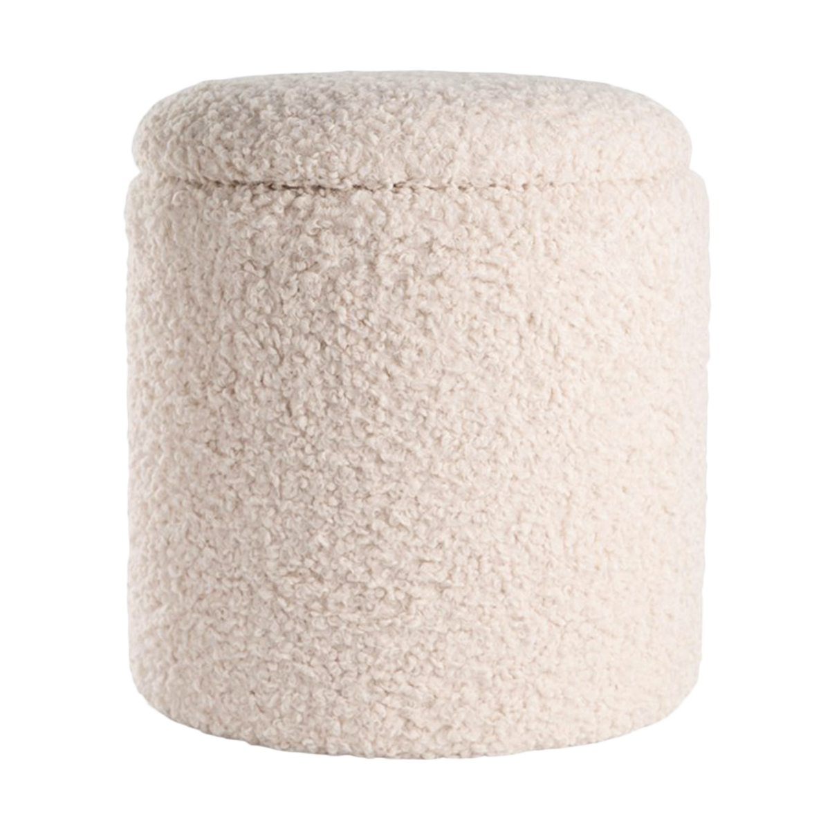 Poef Sem teddy gebroken wit - met opbergruimte - Ø 36 cm