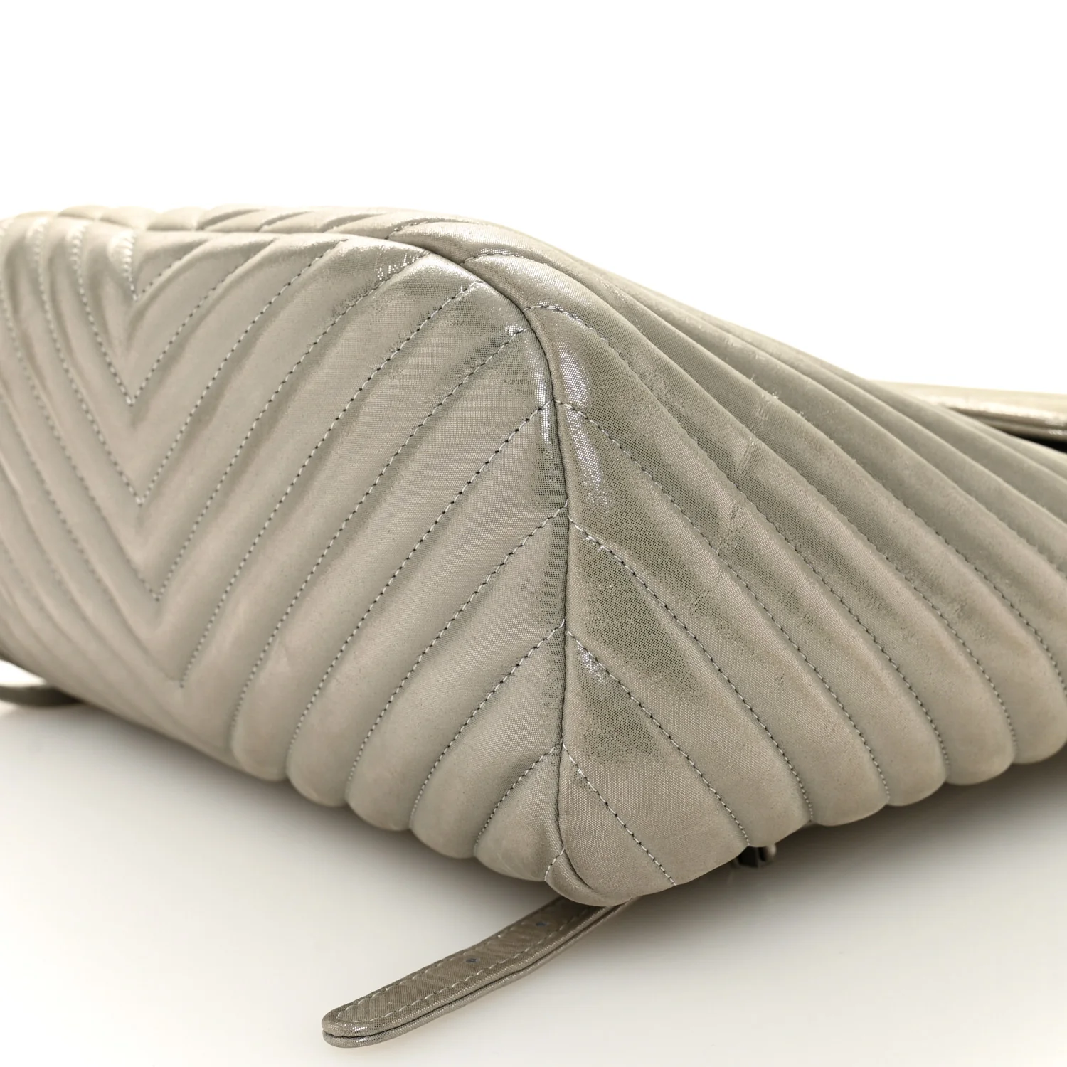 Iridescent Calfskin Chevron Quilted Small Urban Spirit Backpack Silver - Top Club