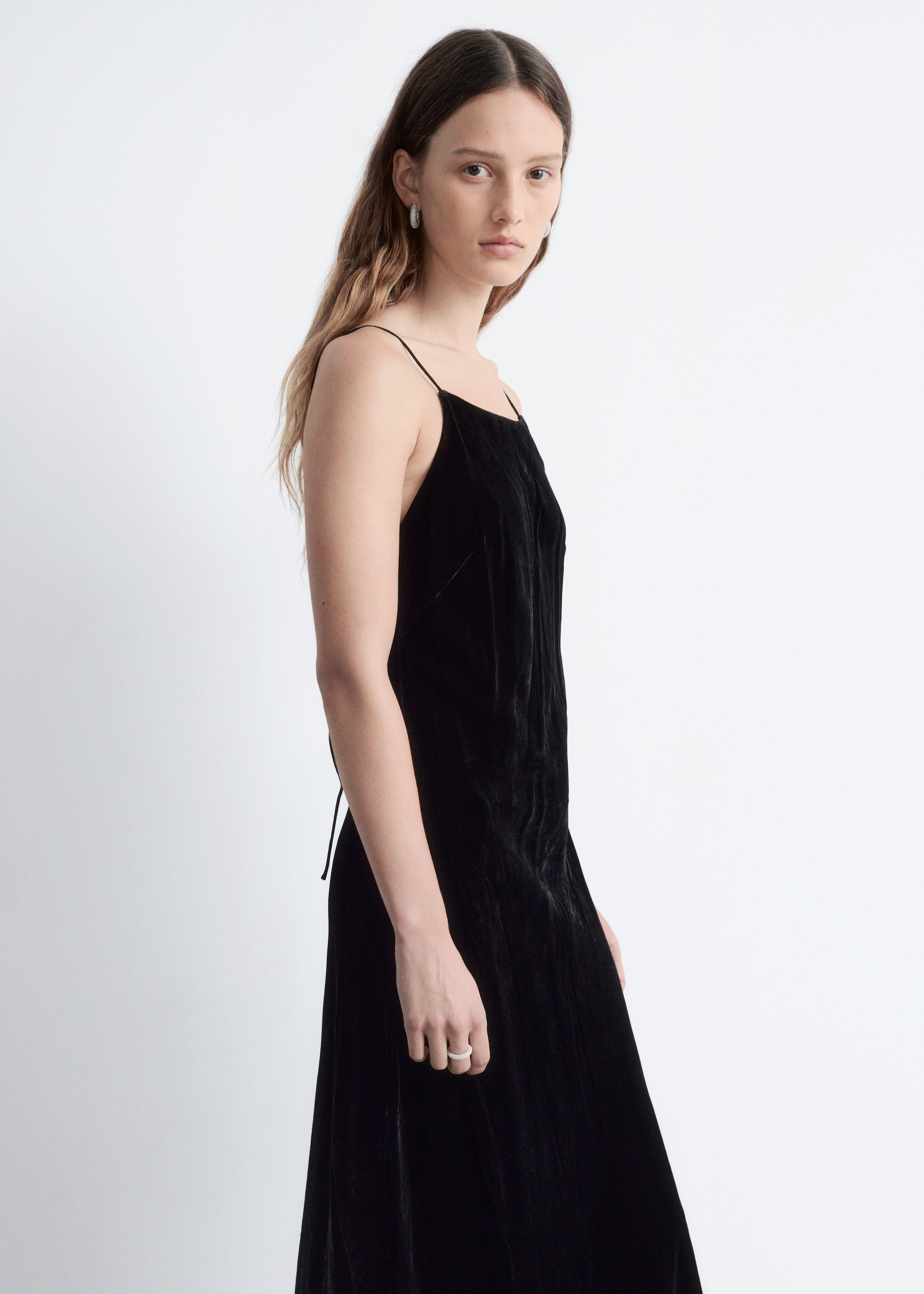 & Other Stories STRAPPY VELVET MIDI DRESS