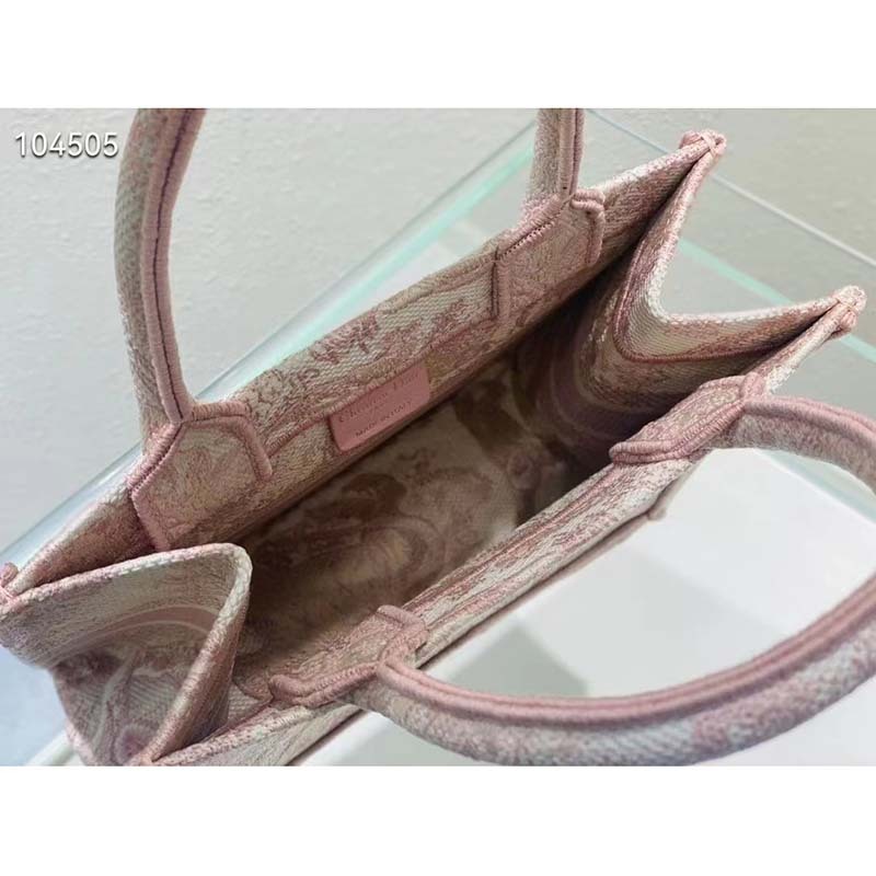 CD Unisex CD Small Book Tote Fluorescent Pink Toile De Jouy Transparent Canvas - Top Club
