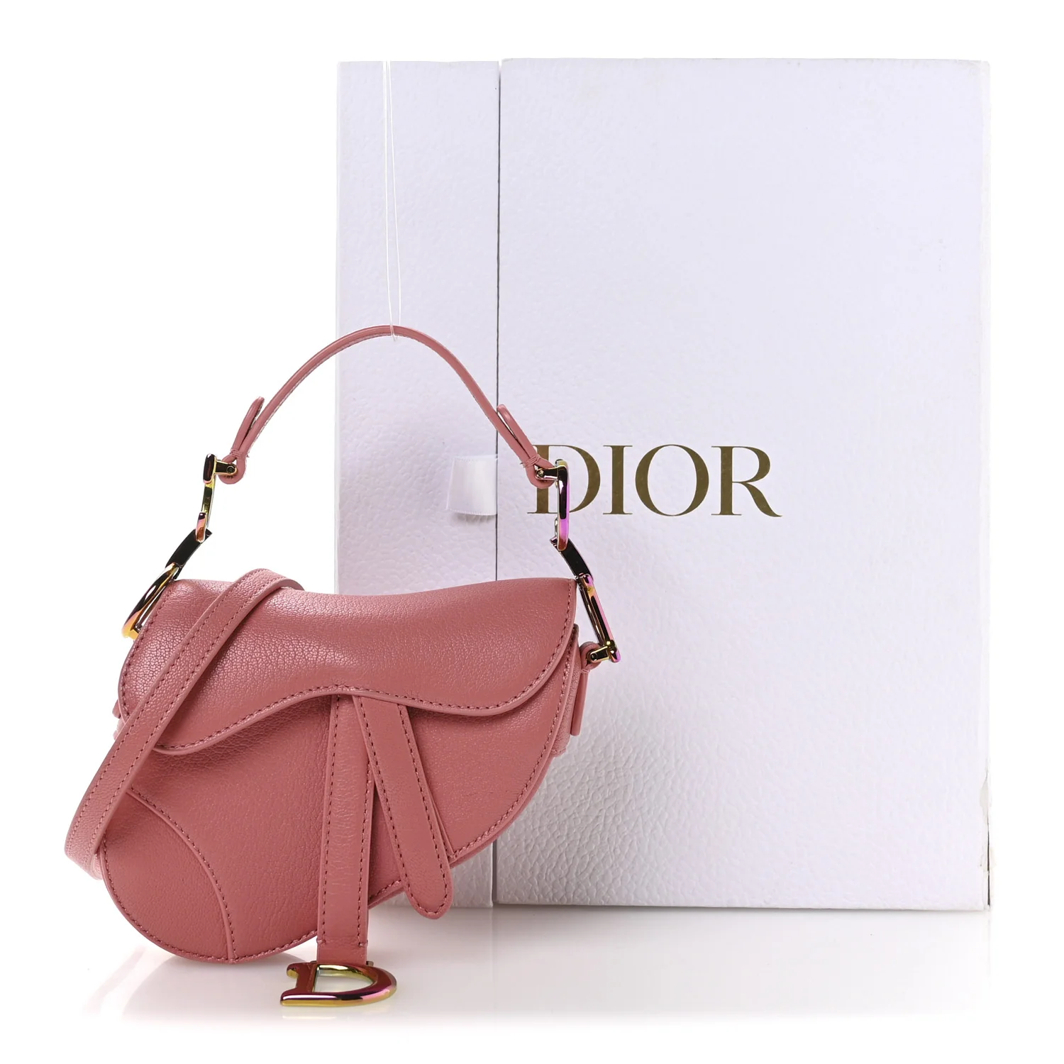 Goatskin Micro Saddle Bag With Strap Coral Powder - Top Club