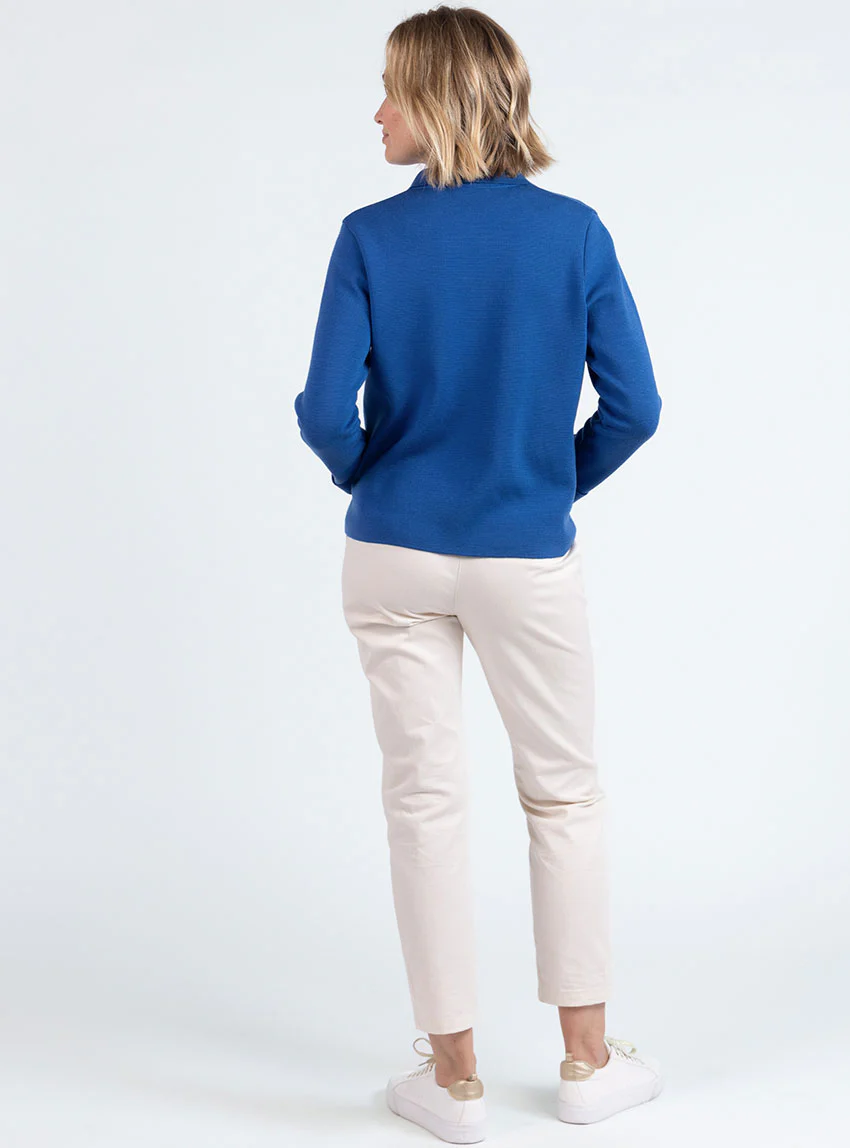 Veste femme en laine bleu océan