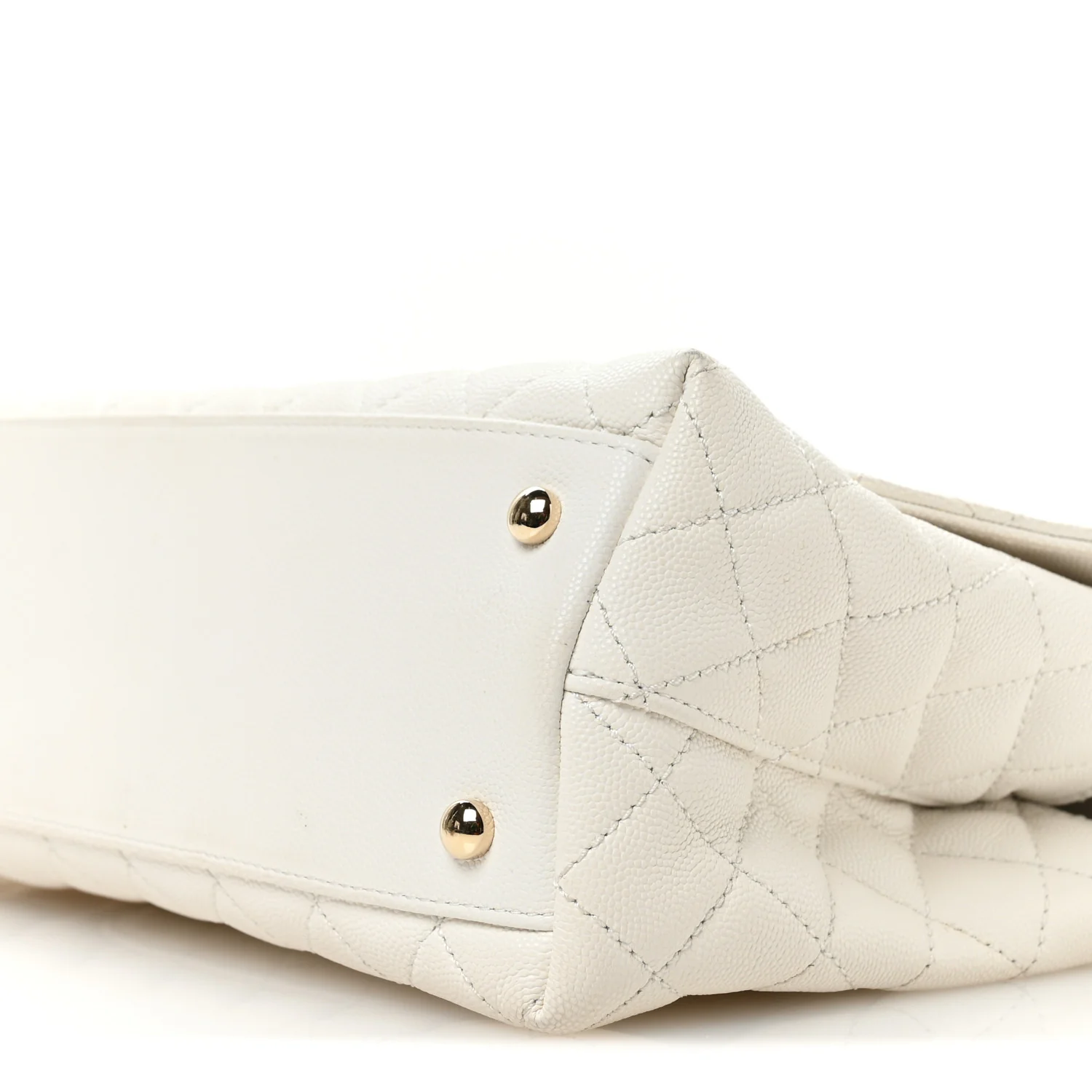 Caviar Quilted Small Chain Coco Handle Flap White - Top Club