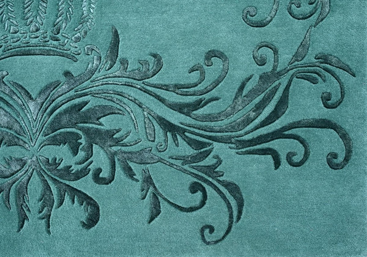 Pompöös by Luxury Baroque Carpet Crown by Harald Glööckler Green 200 x 300 cm