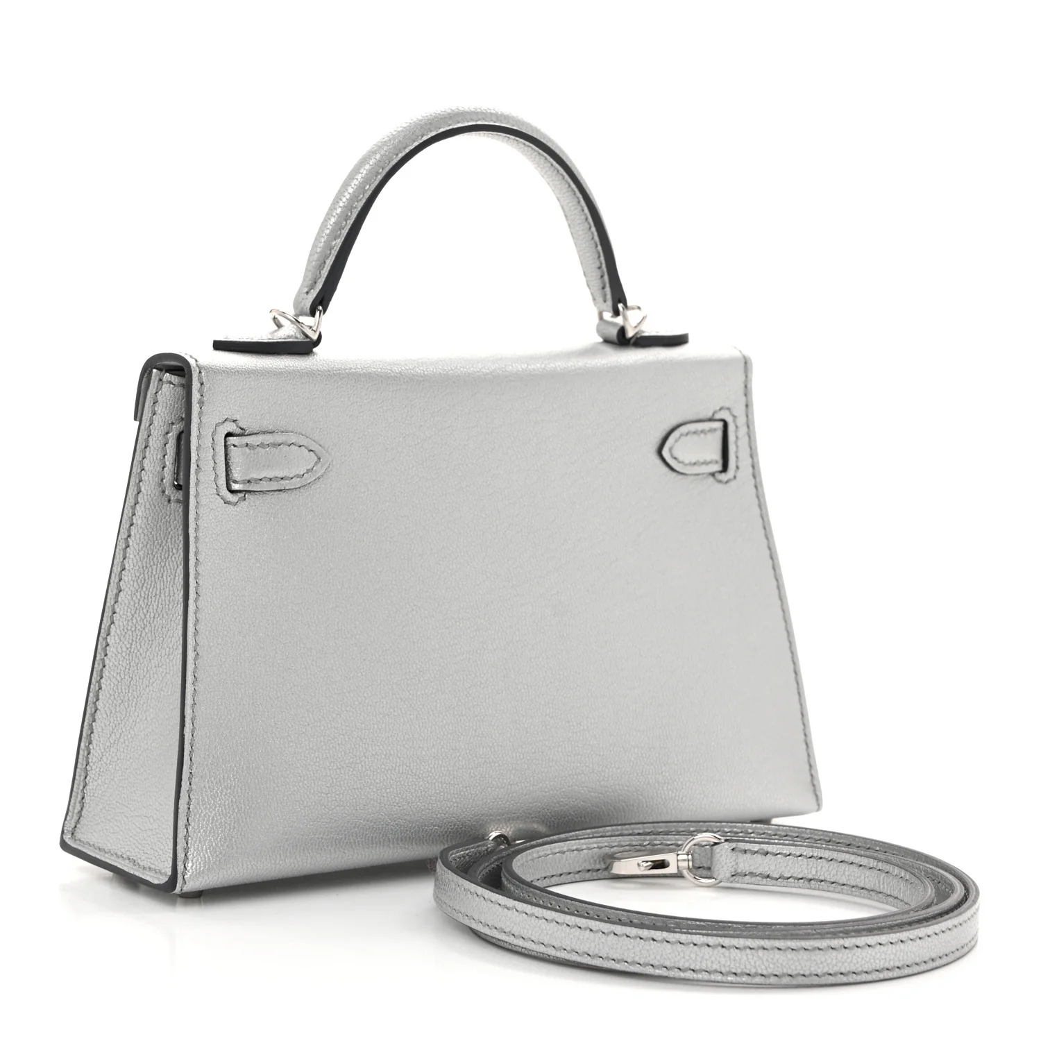 Metallic Chevre Chamkilight Mini Kelly Sellier 20 Argent - Top Club