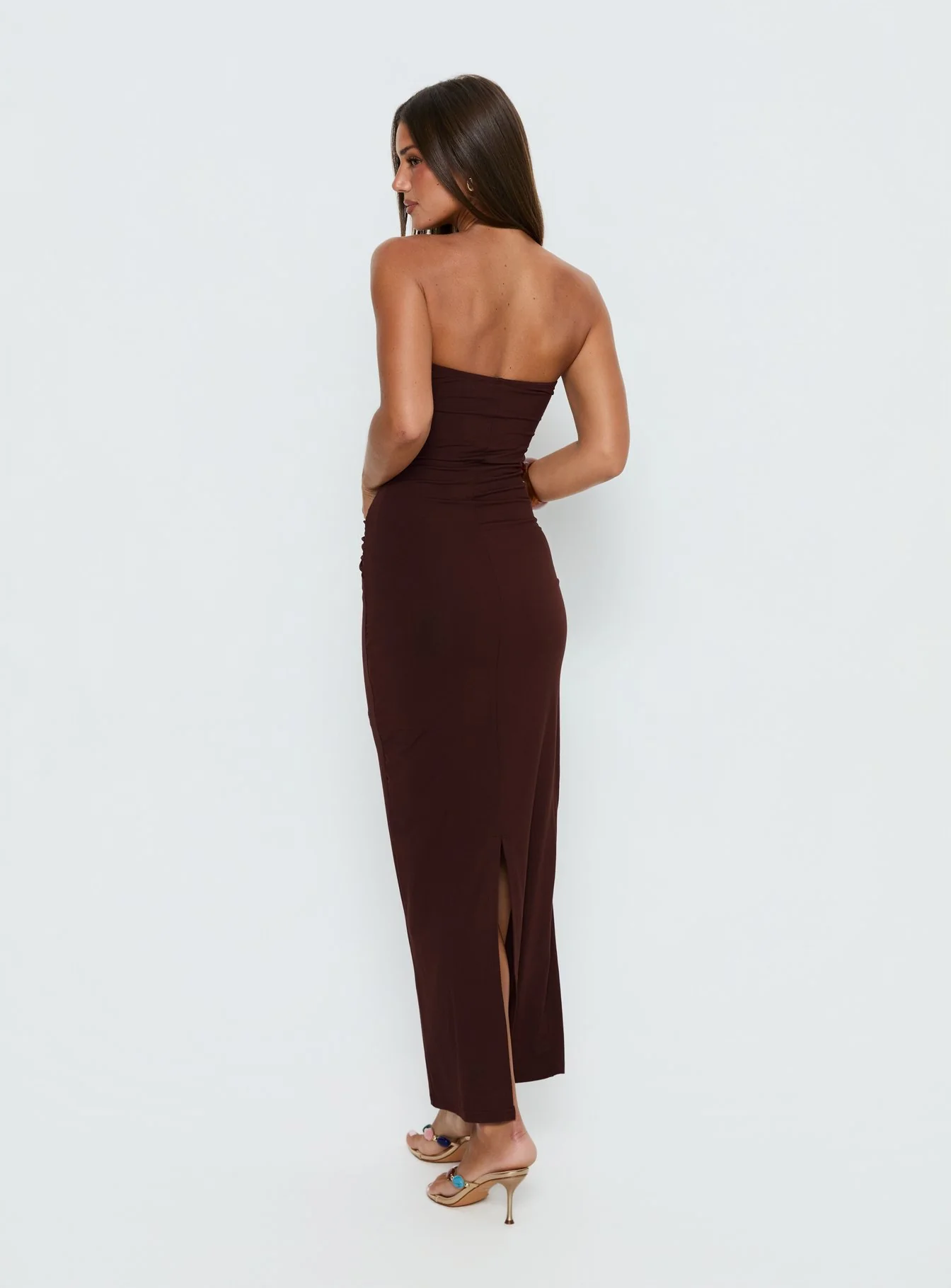 Signature Move Strapless Maxi Dress Chocolate Brown