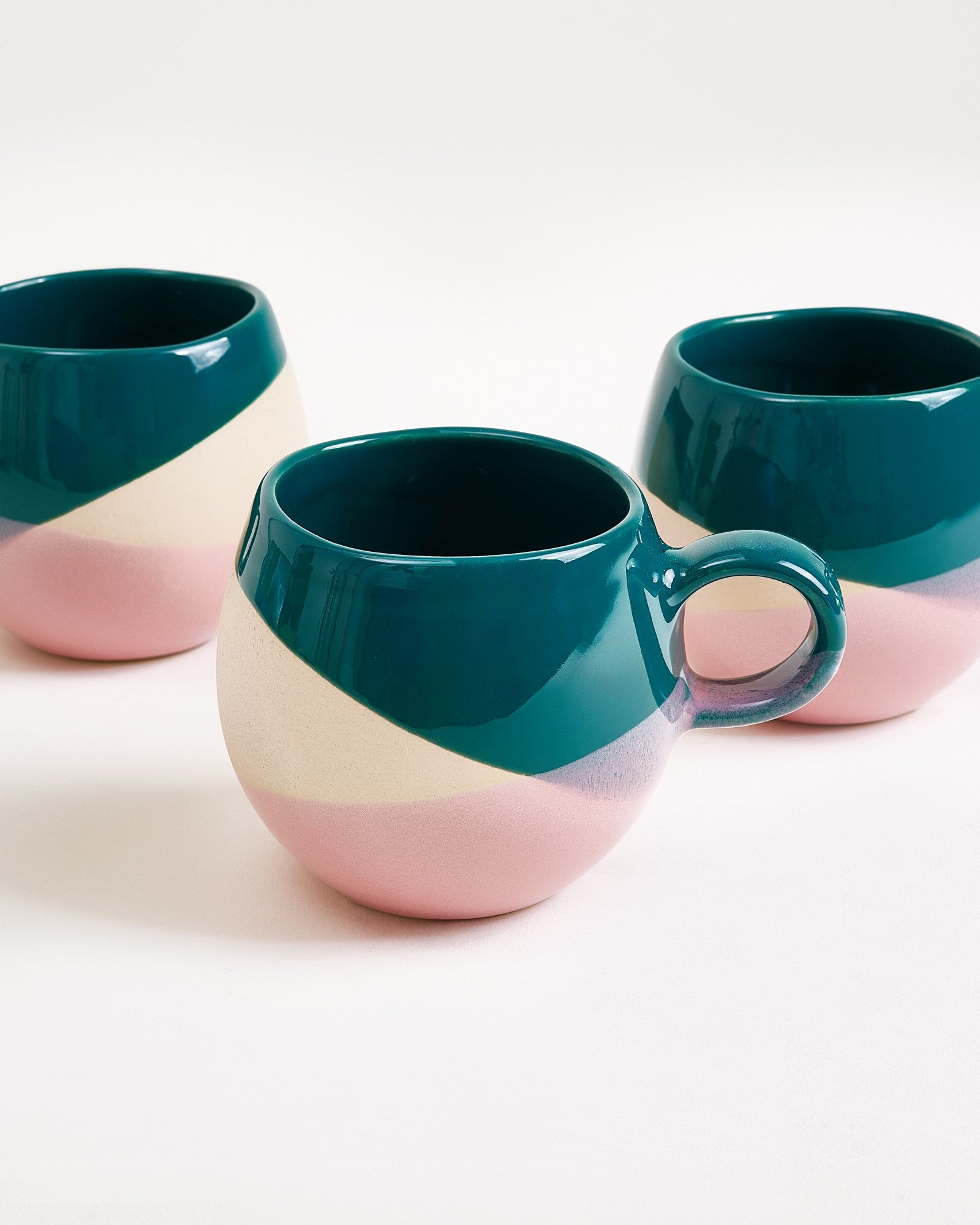 Bica Tasse klein dunkelgrün sand rosa 6er-Set
