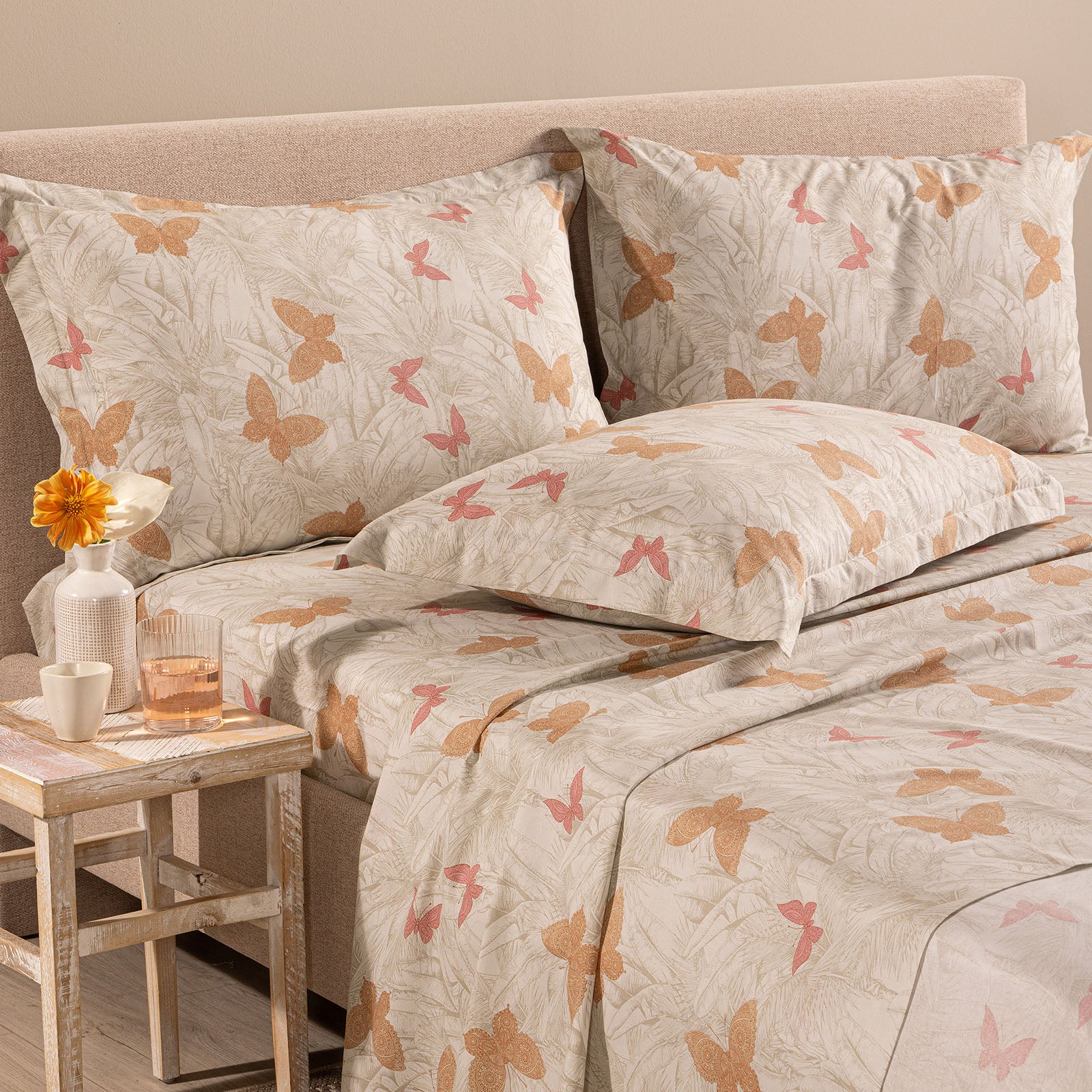 Complete Marisol cotton sheets Corallo Corallo first nature