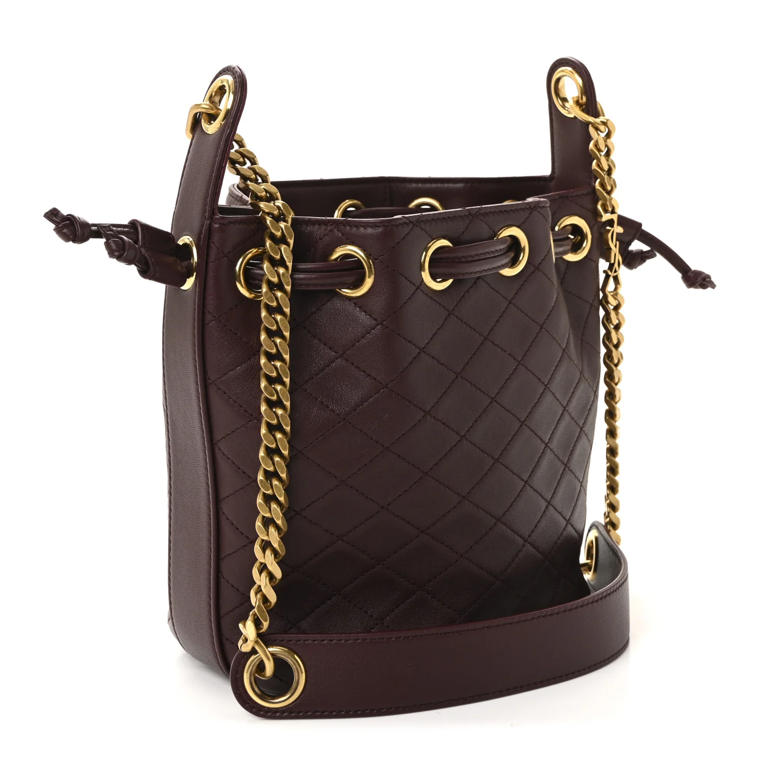 Lambskin Carre Quilted Cassandre Small Bucket Bag Hot Wine - Top Club
