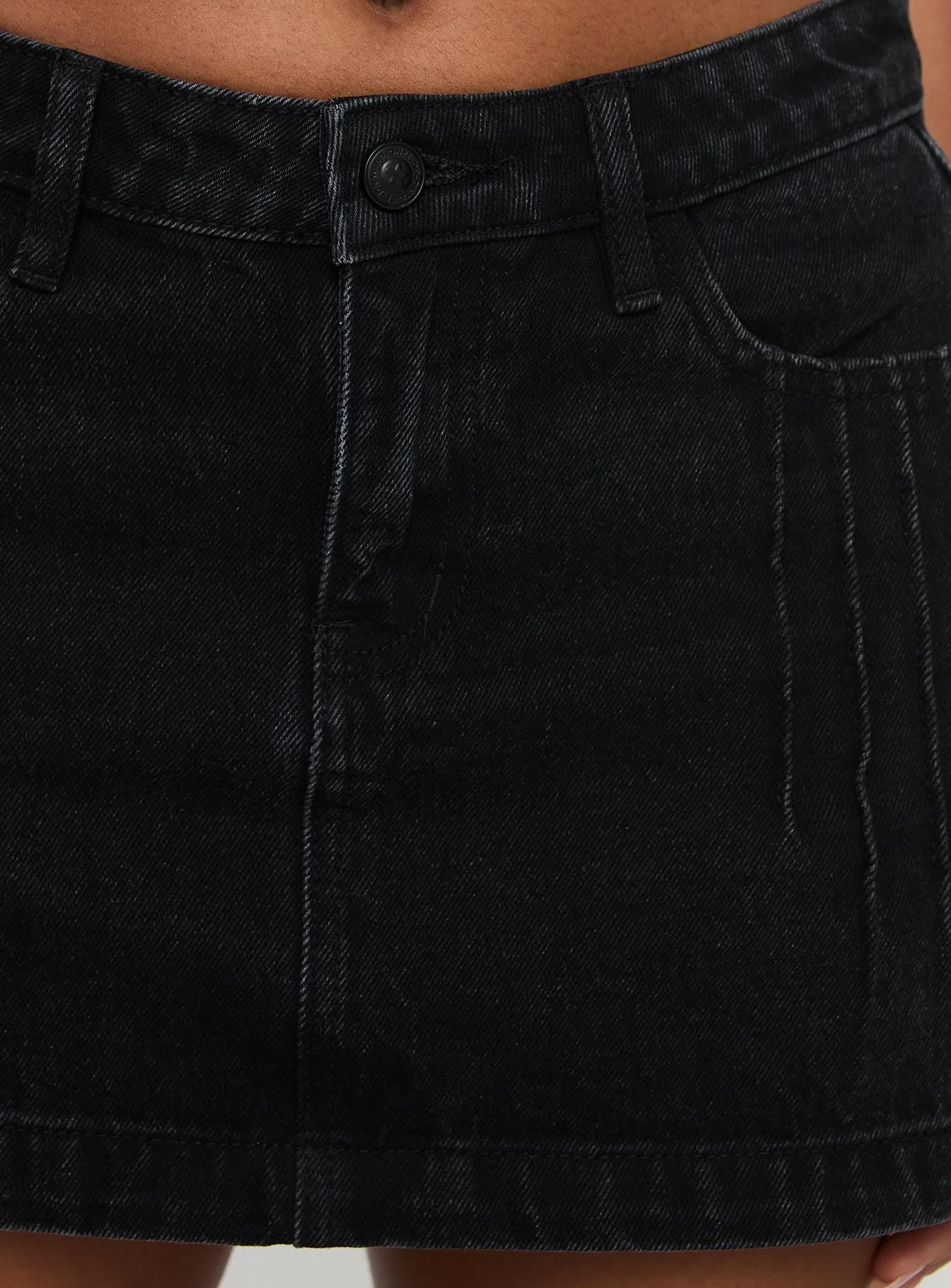 Nickei Denim Mini Skirt Washed Black