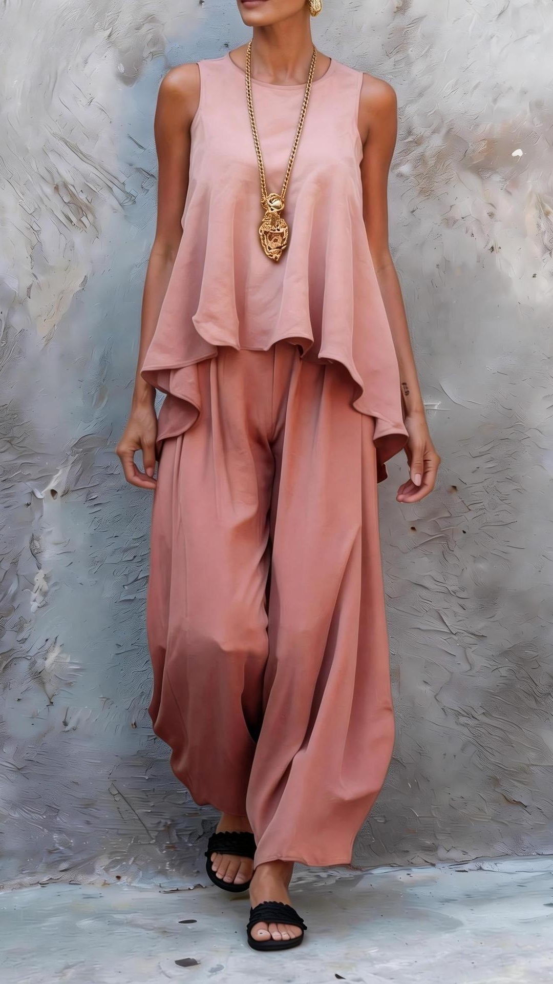 Women's Casual Two-Piece Set: Sleeveless Top & Loose Wide-Leg Pants - Nordfashionstorm - Women's Clothing, Fashion for You - Nordfashionstorm.com