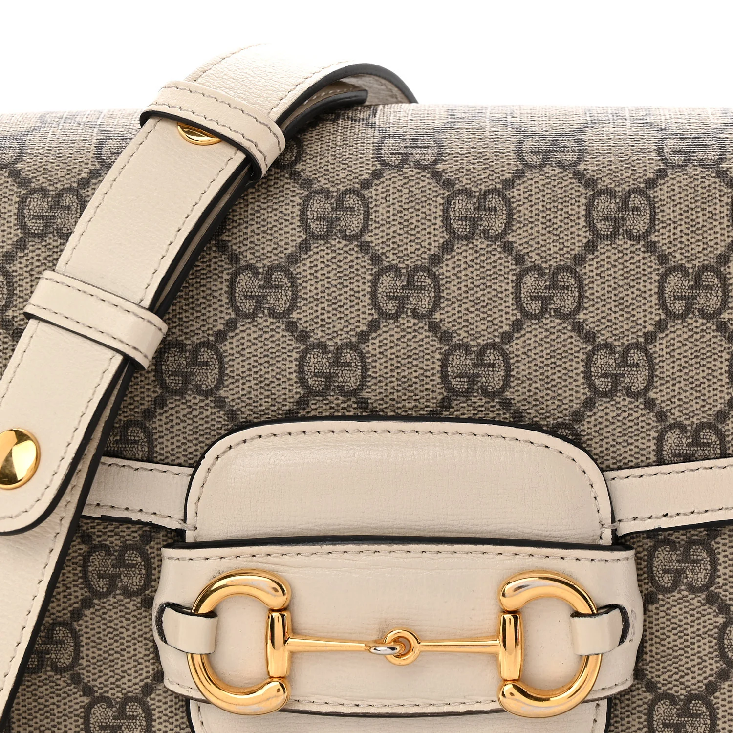 GG Supreme Monogram Horsebit 1955 Shoulder Bag Beige Mystic White - Top Club