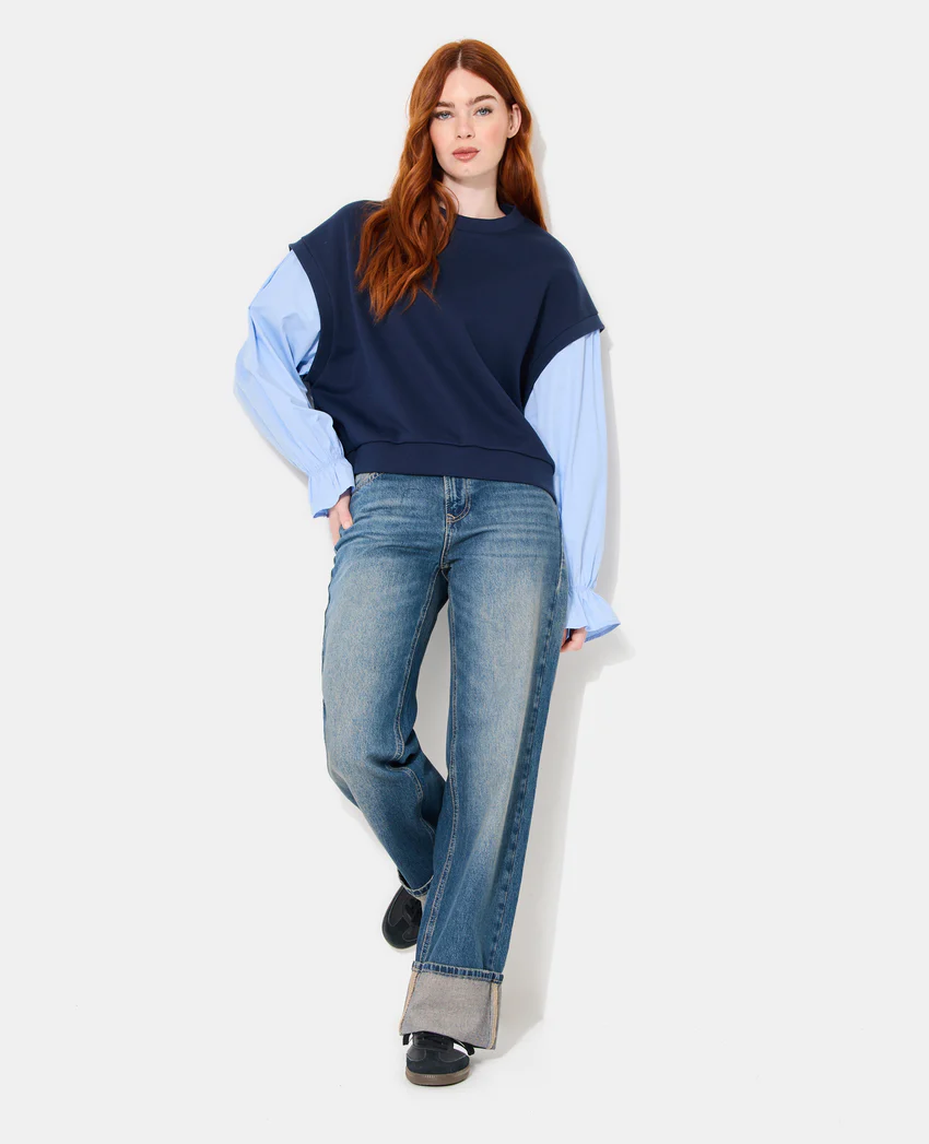 Pimkie Sweat avec manches chemise effet 2 en 1