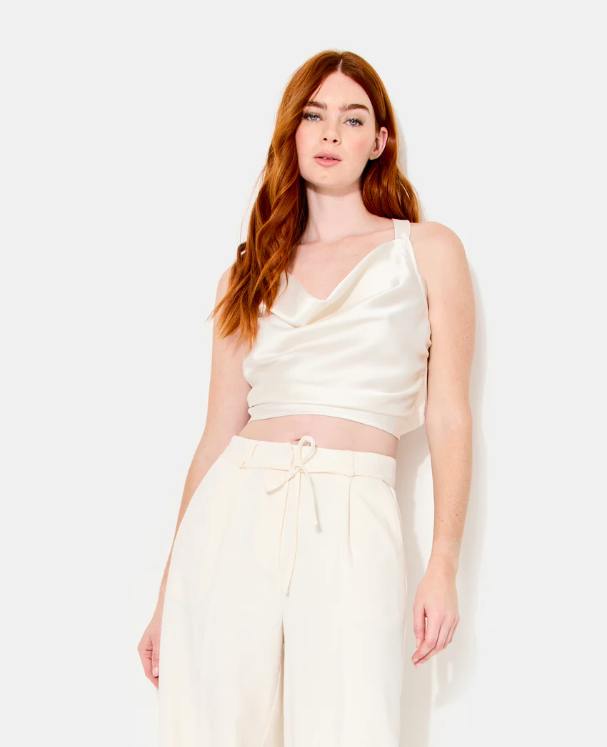 Pimkie Top en satin col bénitier bretelles croisées dos