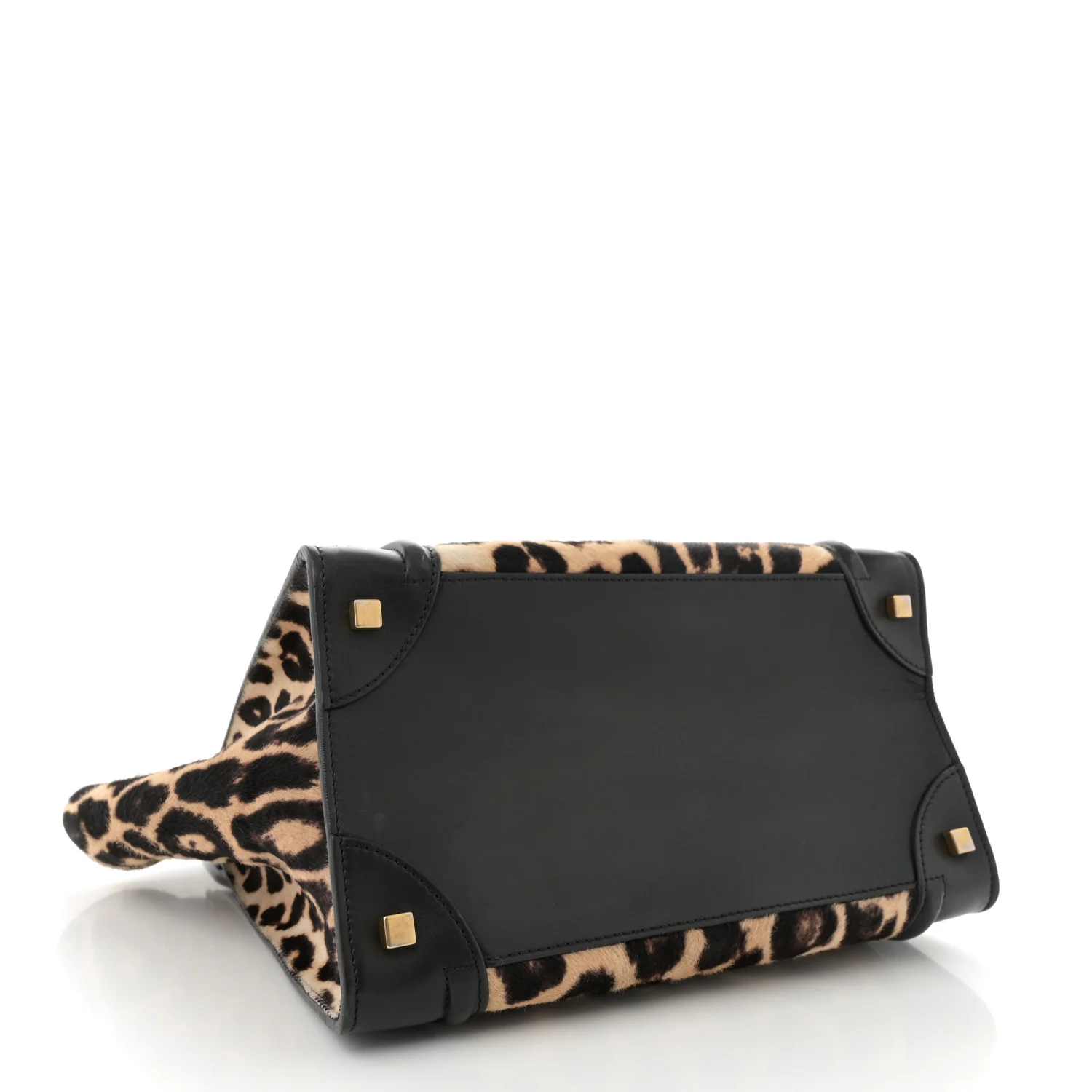 Leopard Pony Hair Mini Luggage Black - Top Club
