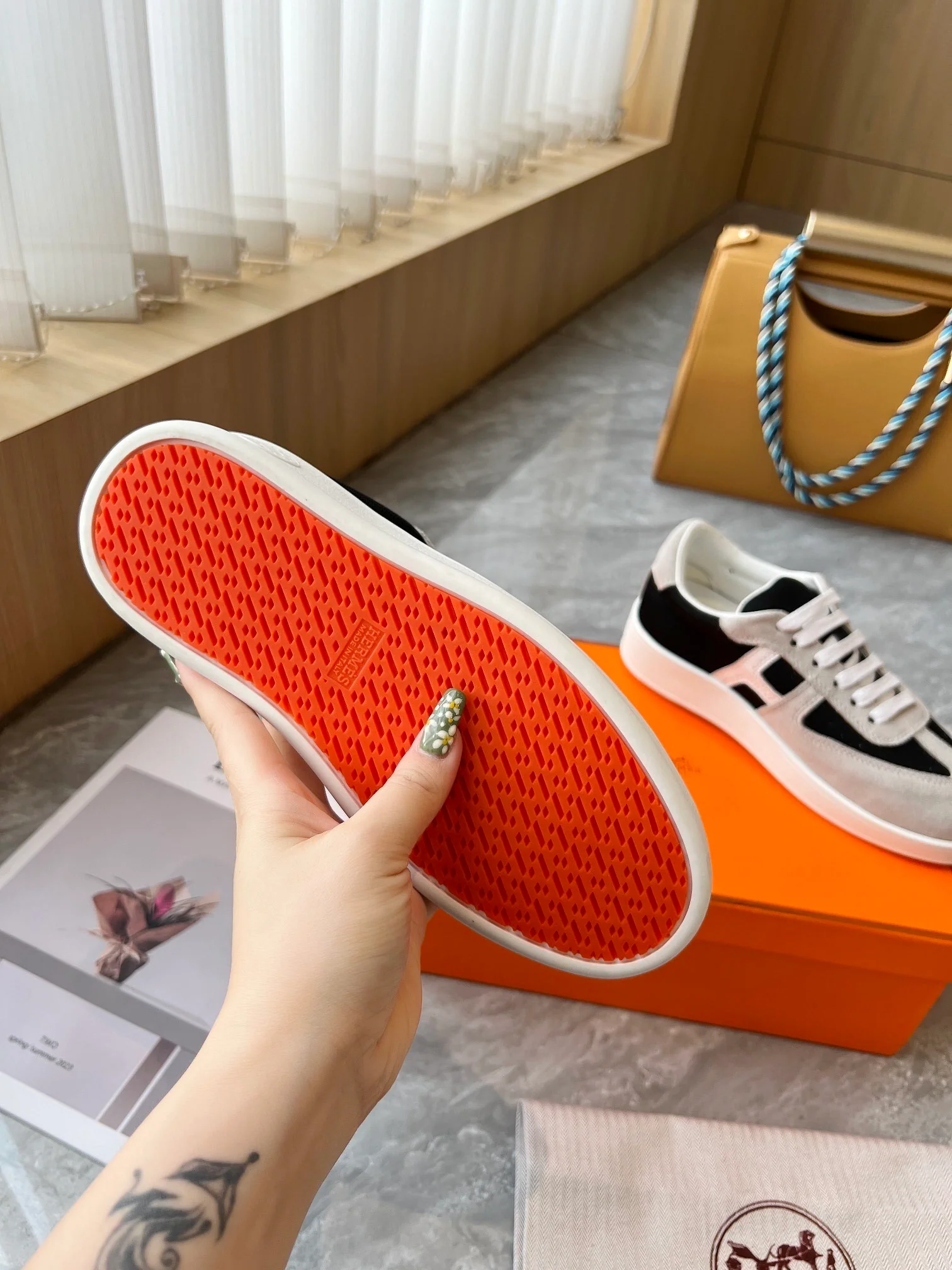 Hermes Women's Sneakers Iconic H Logo Leather Casual Fashion Shoes - Sneaker Replica Workshop