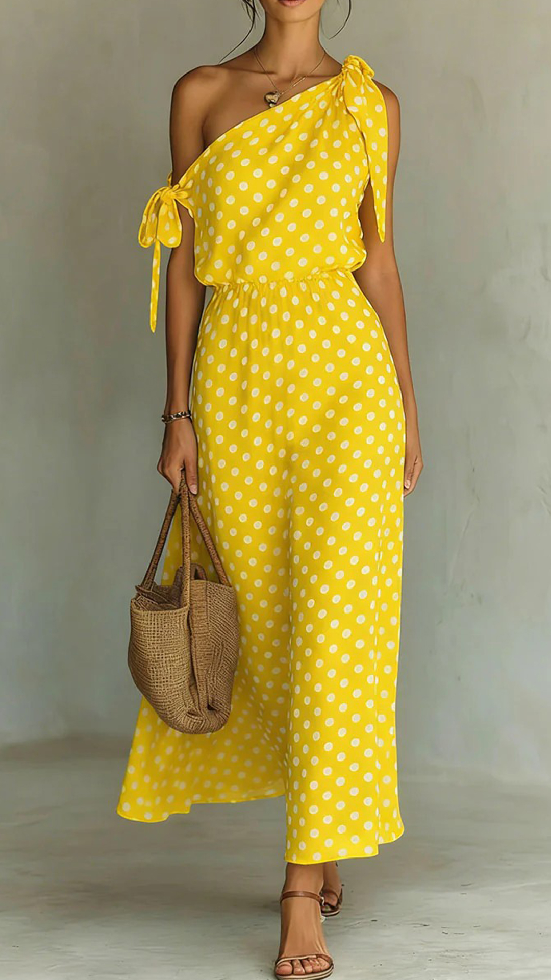 Women's Polka Dot Asymmetrical Tie-Shoulder Wide-Leg Jumpsuit - Nordfashionstorm - Women's Clothing, Fashion for You - Nordfashionstorm.com