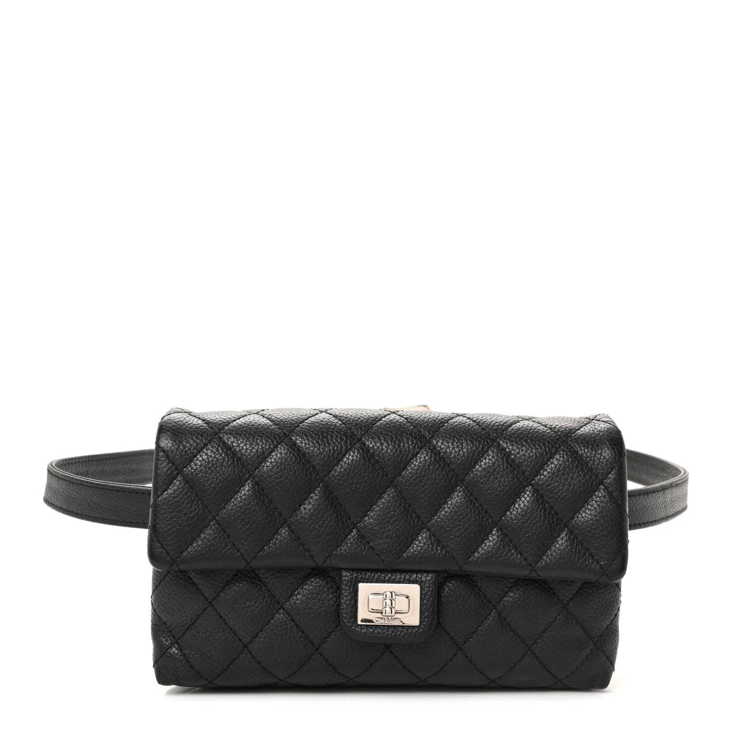 Grained Calfskin Quilted 2.55 Reissue Flap Belt Bag Clutch Black - Top Club