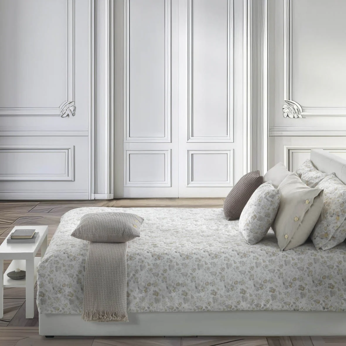 Completo Lenzuola In Percalle Flowered Garden Matrimoniale