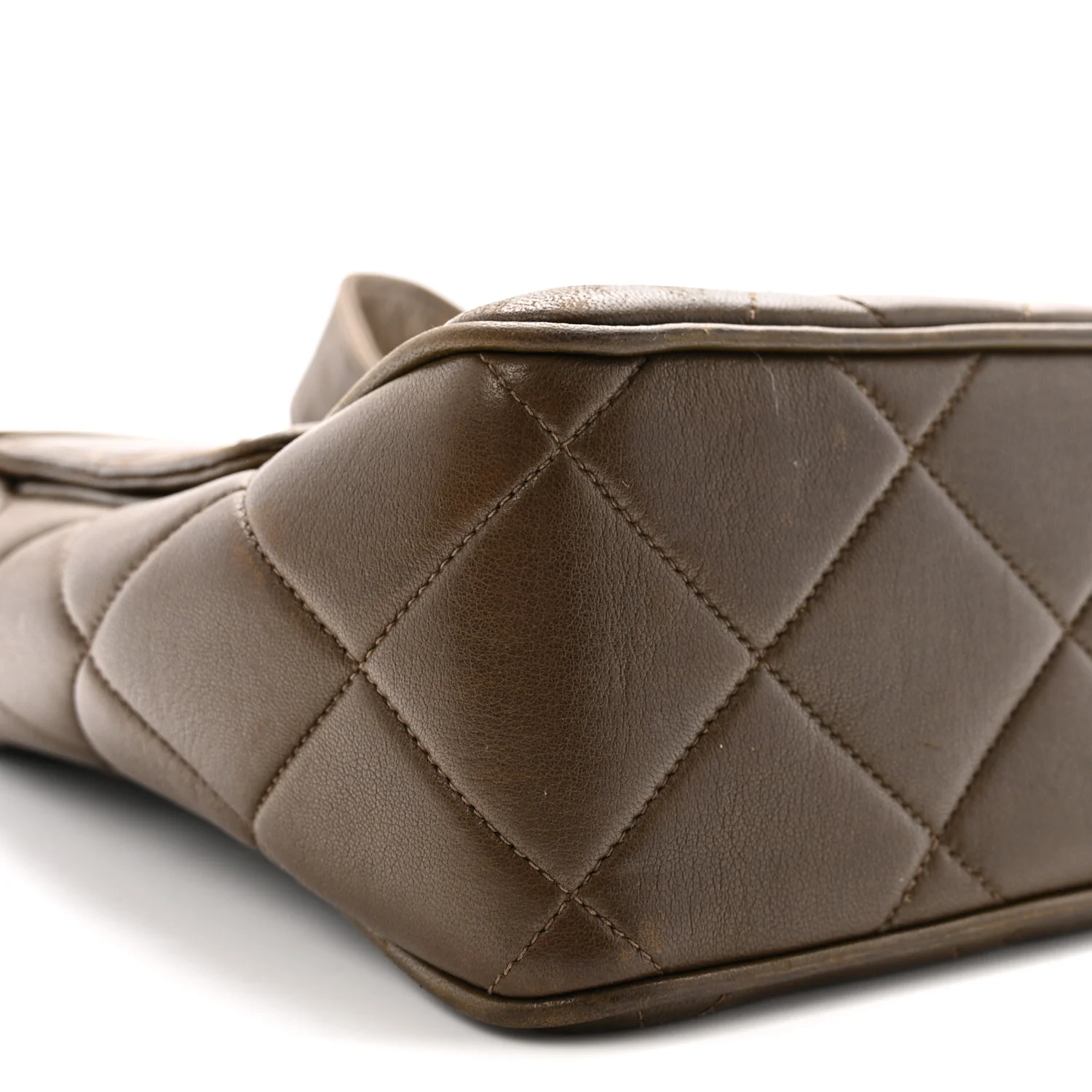 Lambskin Quilted CC Single Flap Shoulder Bag Brown - Top Club