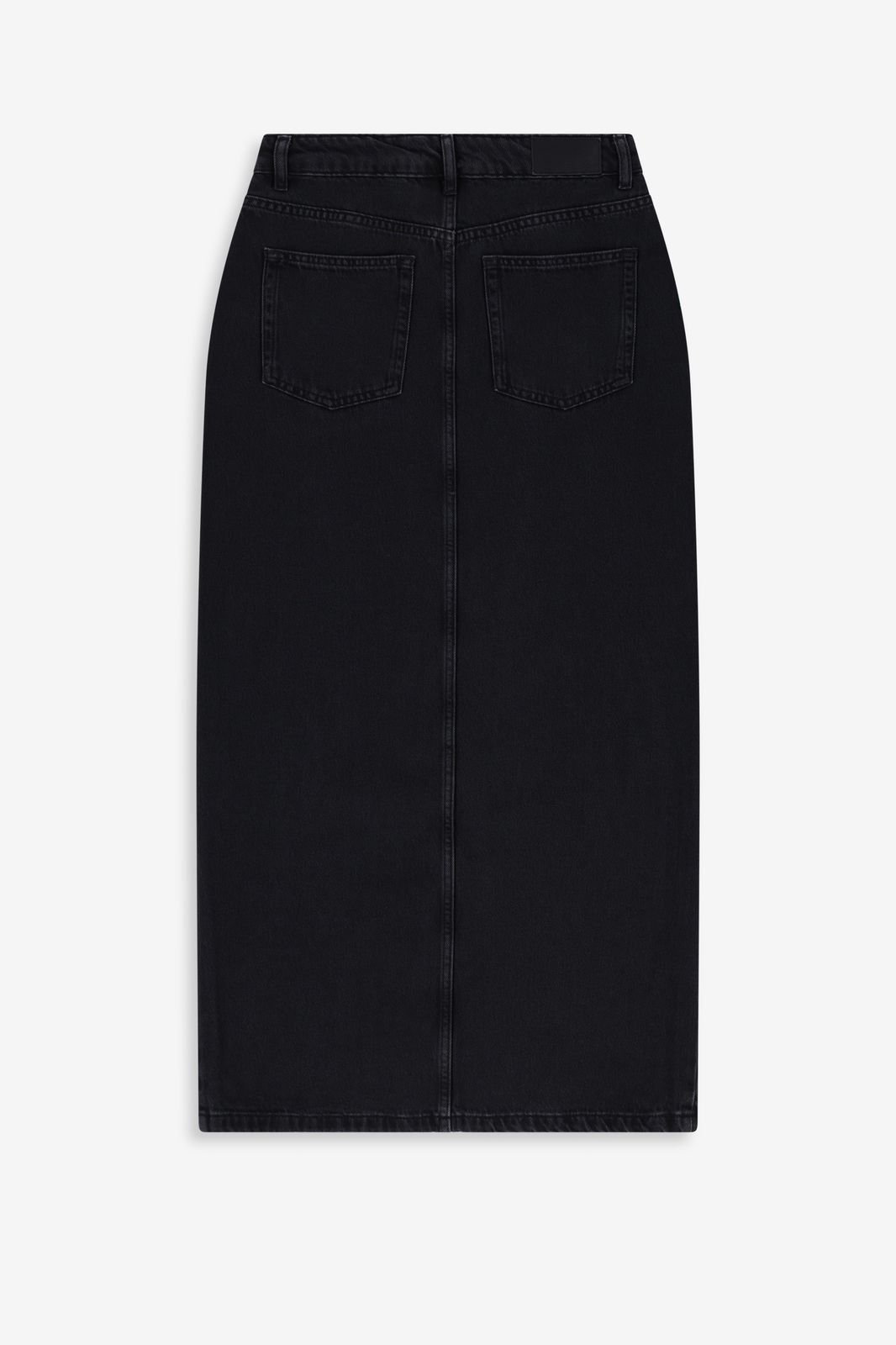 Donkergrijze denim maxi rok met split