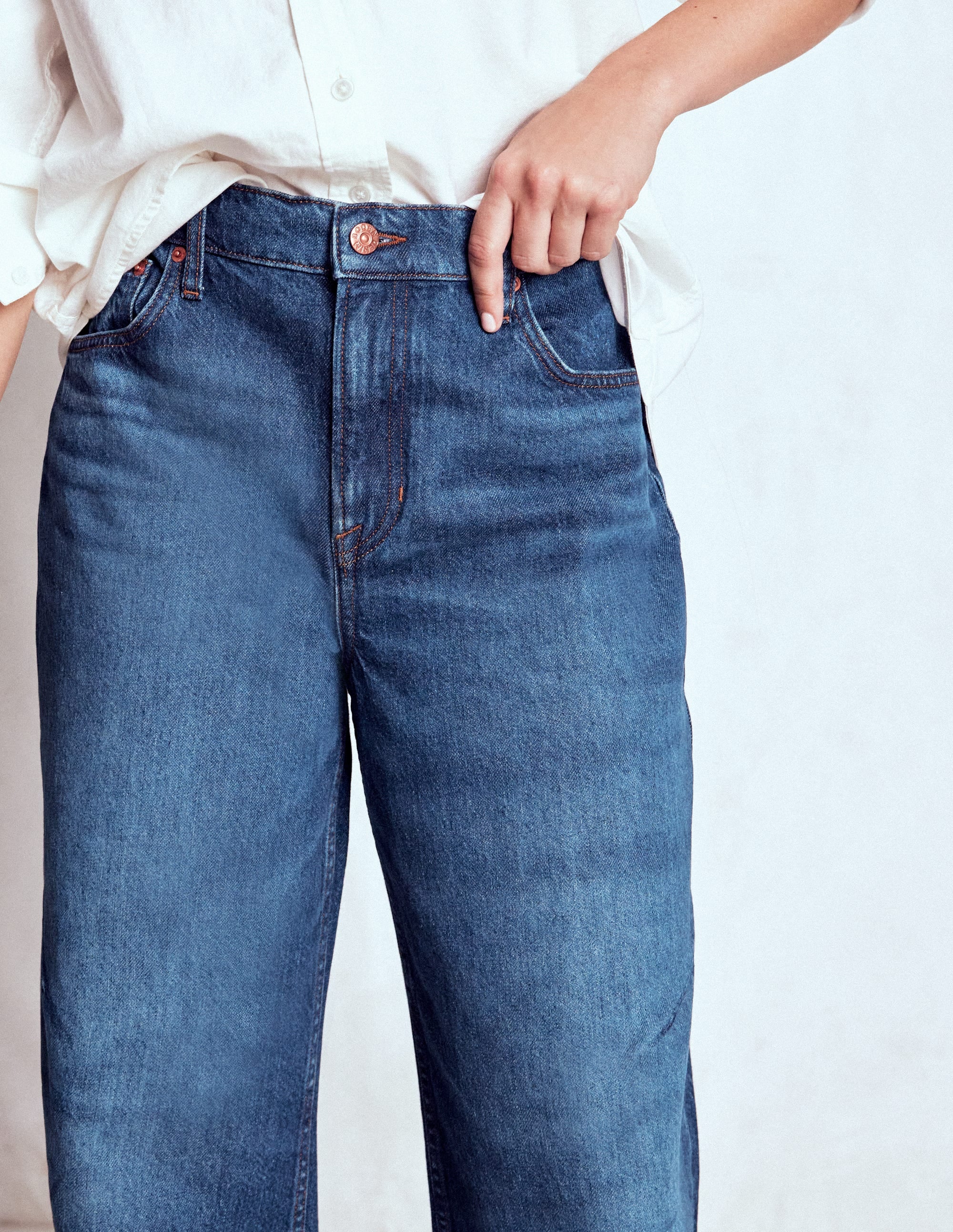 Barrel-Jeans-Dunkles Vintageblau