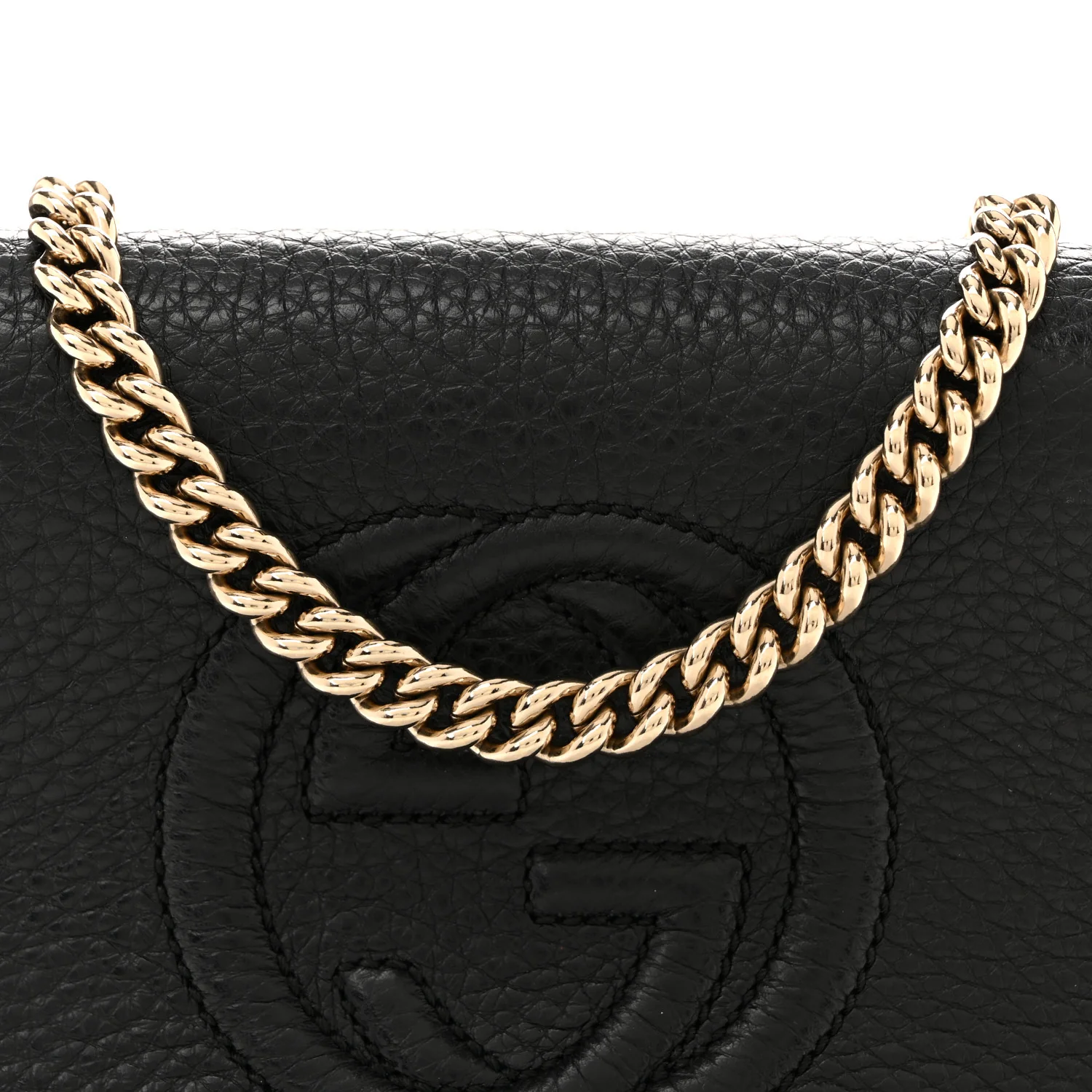 Pebbled Calfskin Small Soho Flap Crossbody Black - Top Club