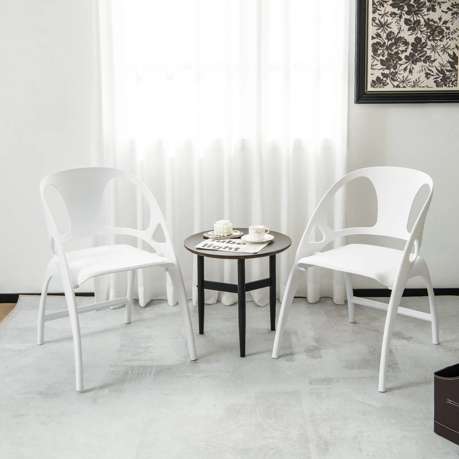 BEFOUNDLOVELY Folding Dining Chairs Set of 2/4, Outdoor Plastic Dining Chairs with Armrest and High Backrest