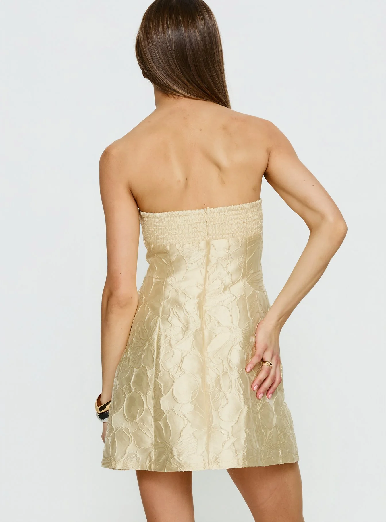 Cross Your Heart Strapless Mini Dress Lemon